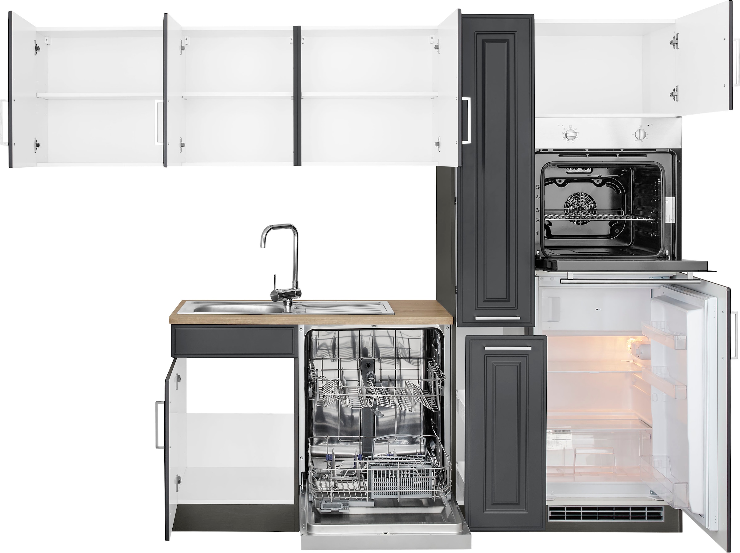 KOCHSTATION Winkelküche »KS-Stockholm« mit E-Geräten,260 x 170 cm, mit hochwertigen MDF Fronten