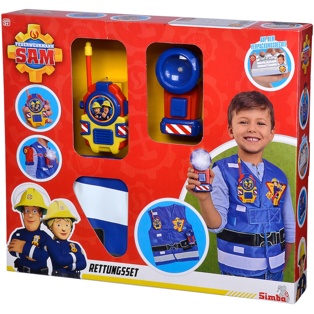 SIMBA Spielzeug-Schutzweste »Feuerwehrmann Sam, Feuerwehr Rettungsset«, (Set, 3 tlg.)