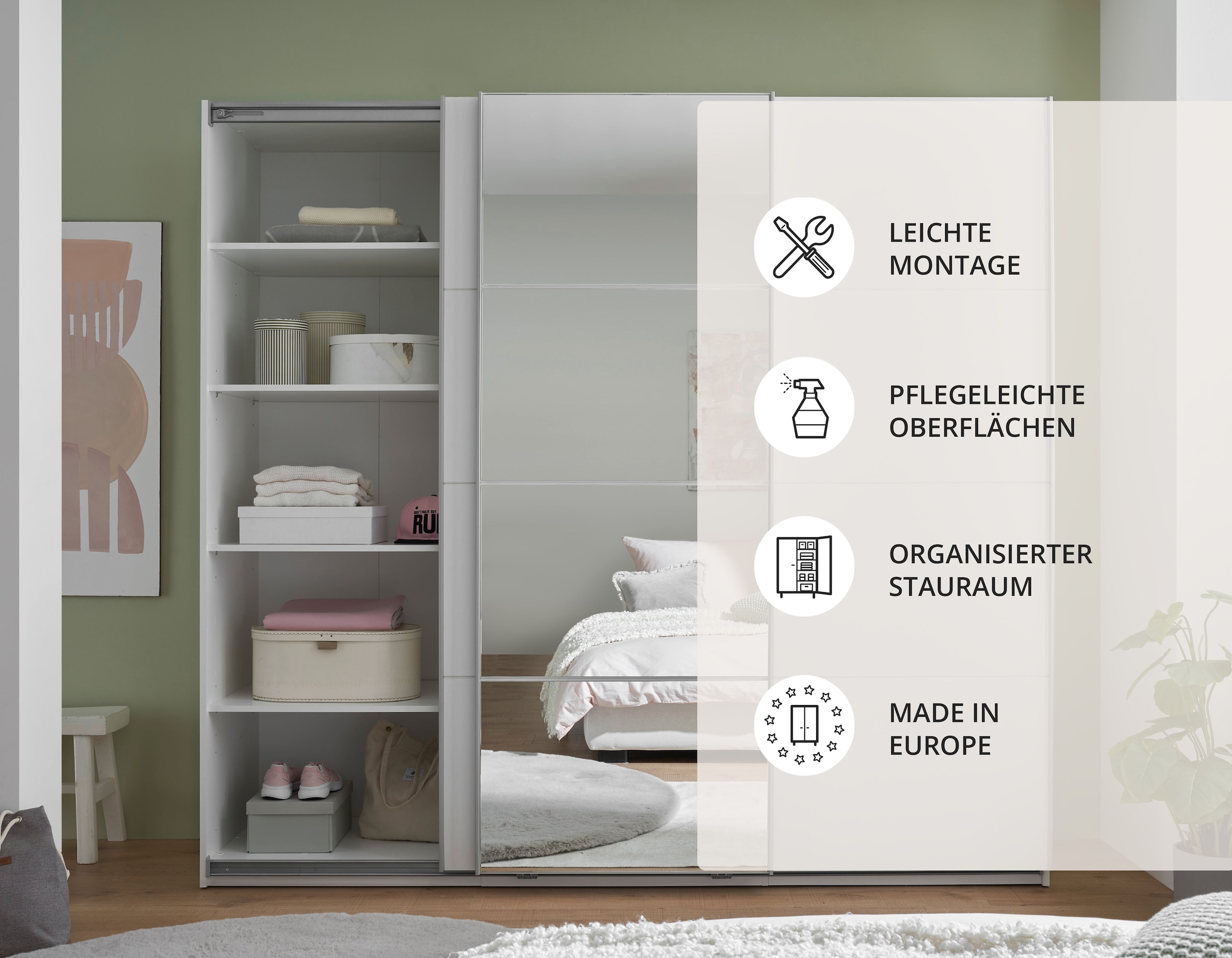 Schlafkontor Schwebetürenschrank »Carano Kleiderschrank, Schiebetürenschrank mit Spiegeltür«