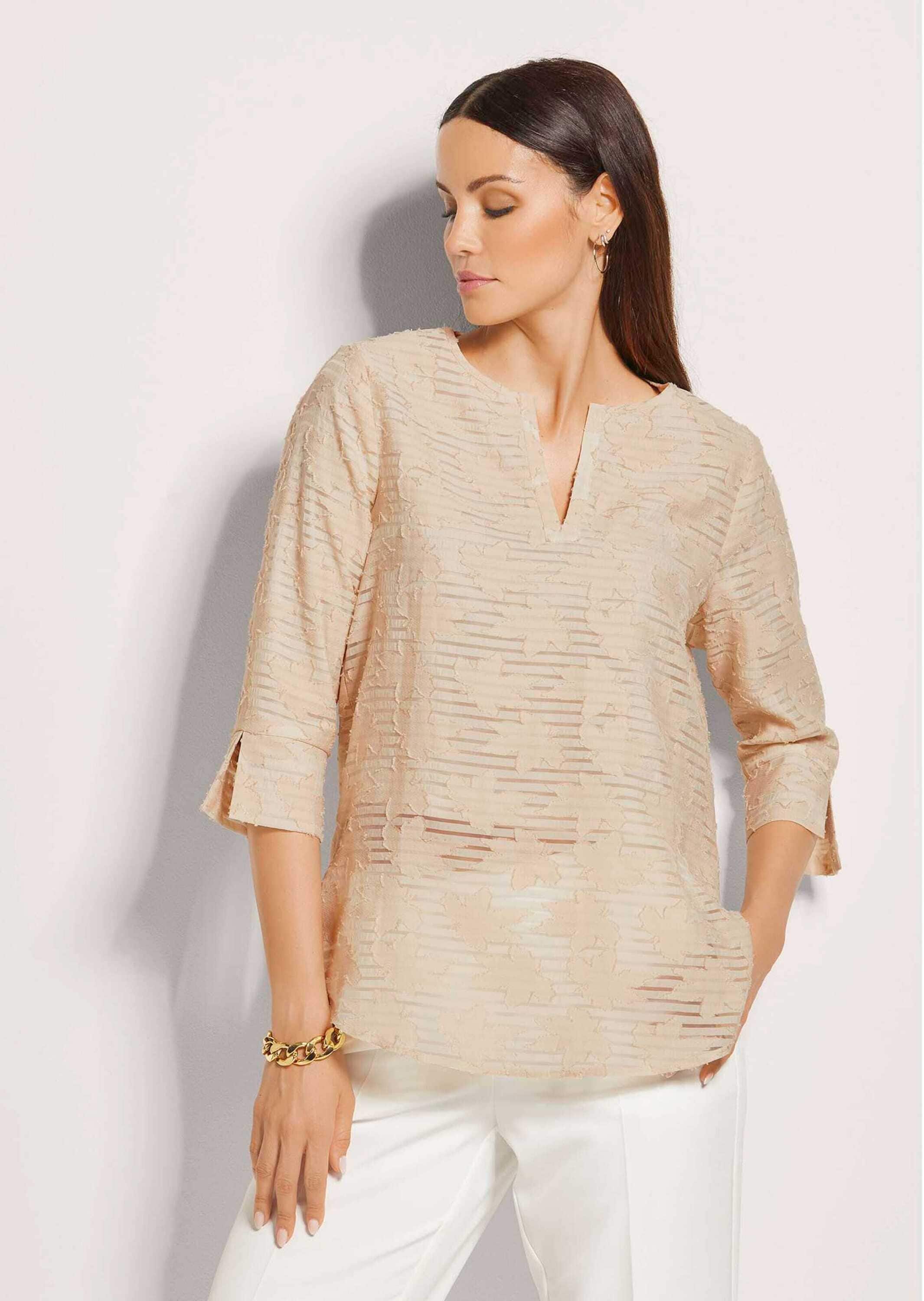 MADELEINE Kurzarmbluse »Bluse Transparente Ausbrenner-Bluse«