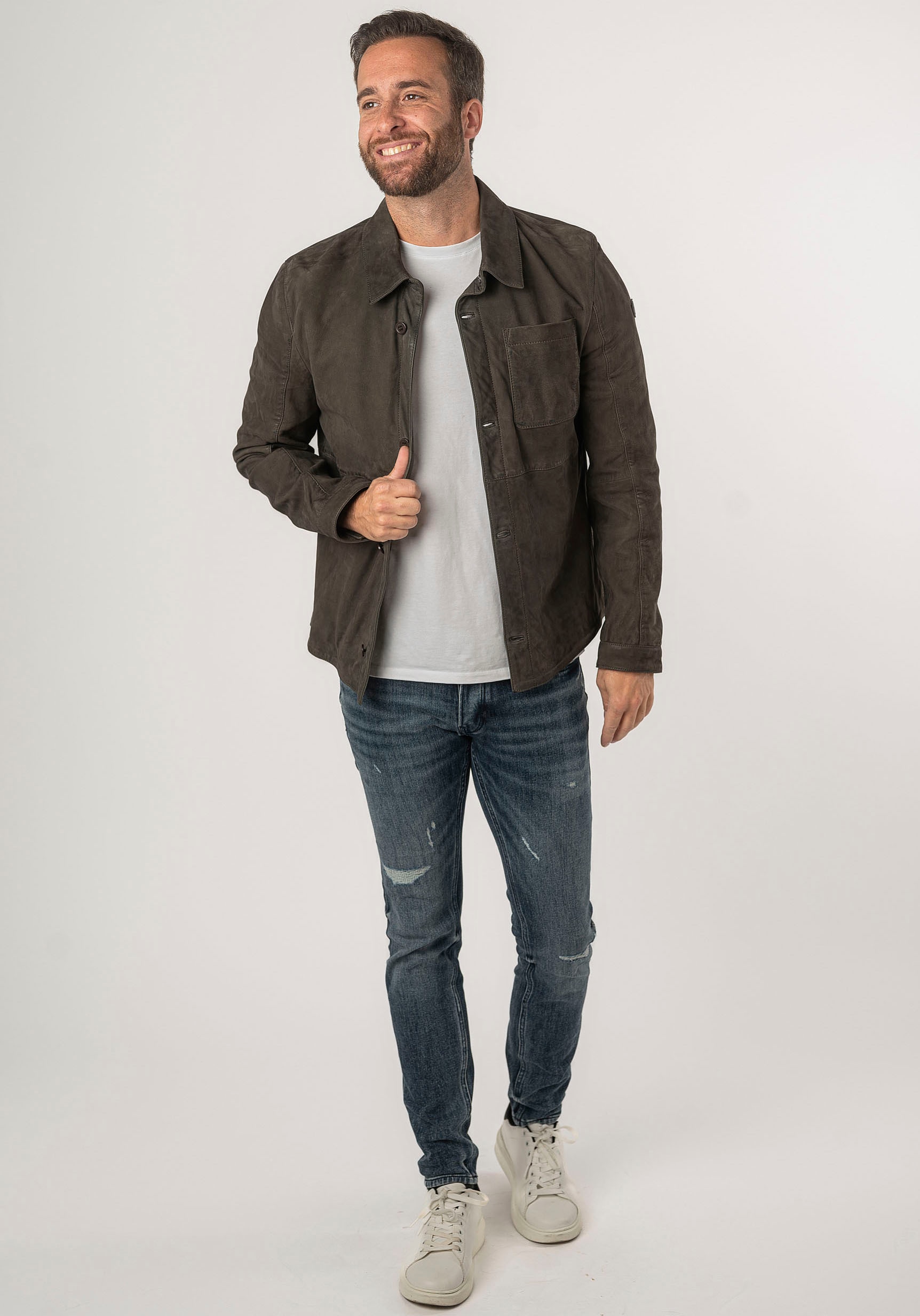 Mauritius Lederjacke »MMJemmo«, mit Hemdblusenkragen, Knopfleiste
