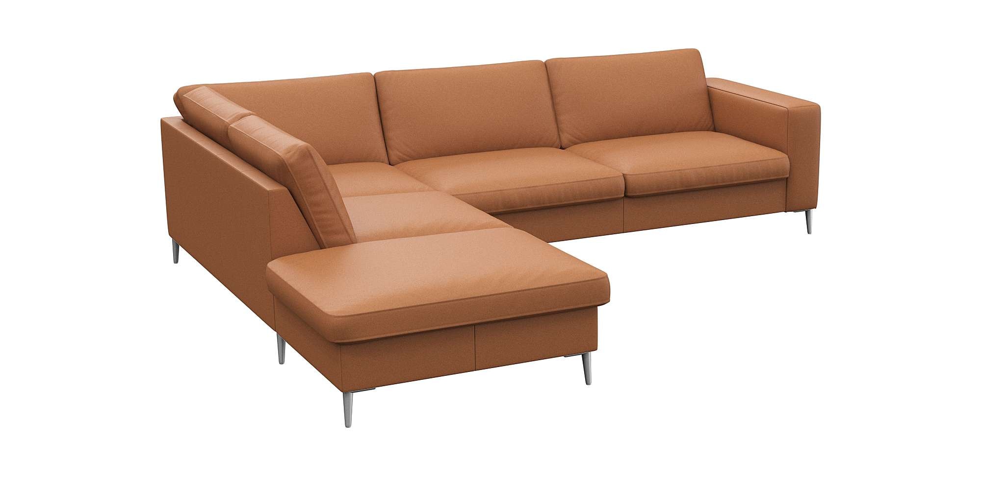 FLEXLUX Ecksofa »Fiore, super Sitzkomfort durch Kaltschaum im Sitz, L-Form«, breite Armlehnen, Füße Alu