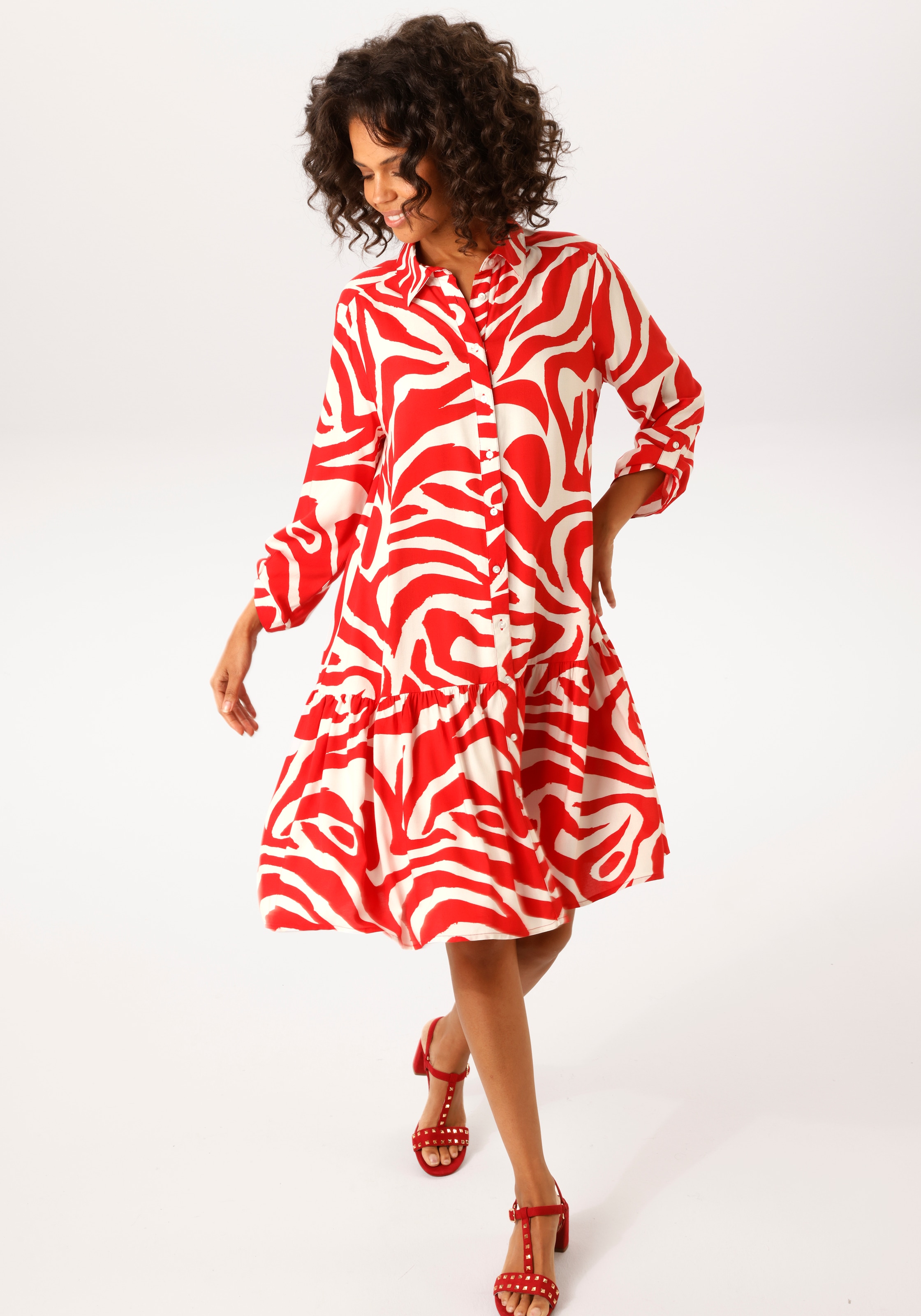 Aniston CASUAL Blusenkleid mit extravagantem, grafischen Druck - NEUE KOLLEKTION