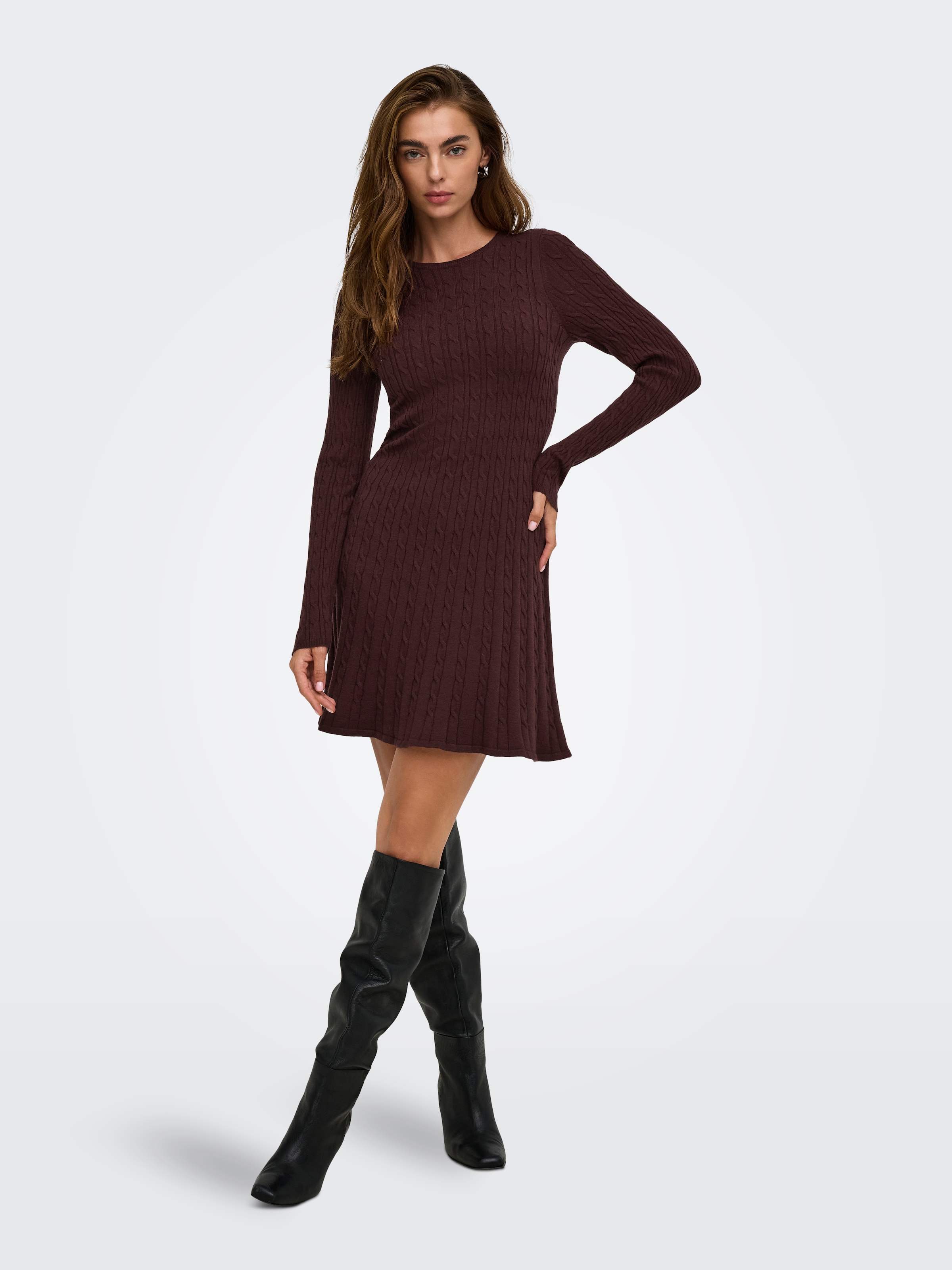 ONLY Strickkleid »ONLIBI LS O-NECK CABLE DRESS CC KNT« Viskosemischung, regular fit
