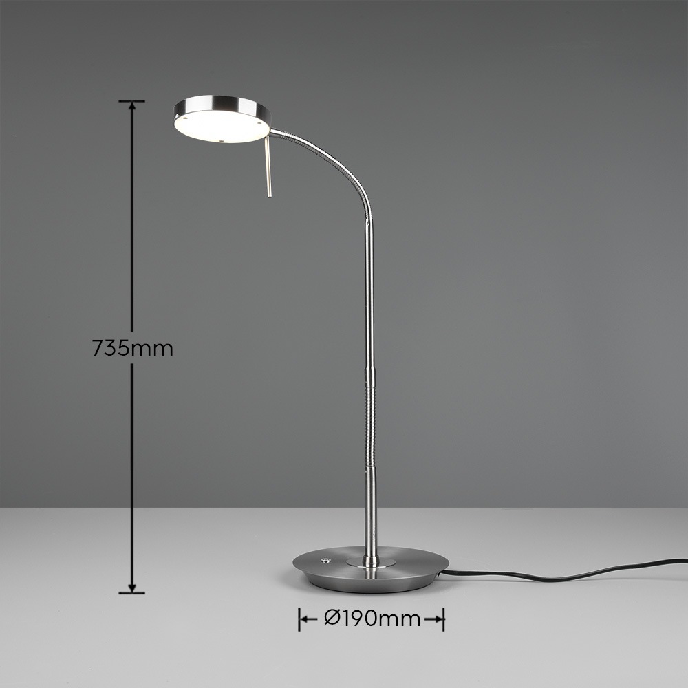 TRIO Leuchten LED Tischleuchte »MONZA, Tischlampe mit Sensordimmer Lichtfarbe einstellbar 2300-4000K«, 1 flammig, Leuchtmittel LED-Board | LED fest integriert, Leuchtenkopf flexibel verstellbar Memoryfunktion Höhe 57-74 cm