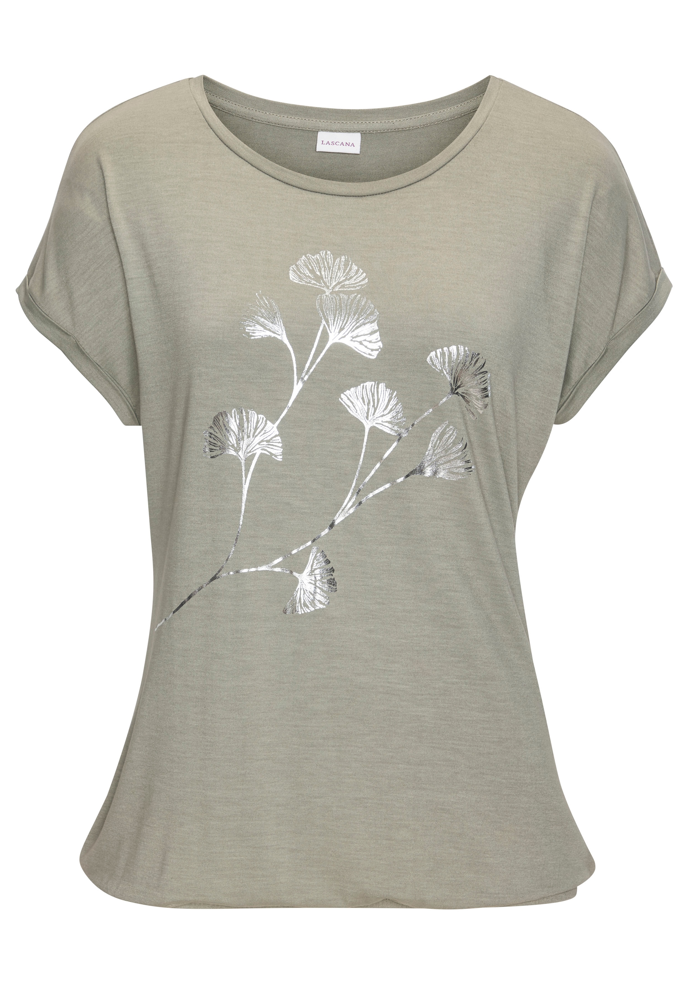 Vivance Kurzarmshirt »mit schimmerndem Blumenprint«, aus elastischer Viskose-Qualität
