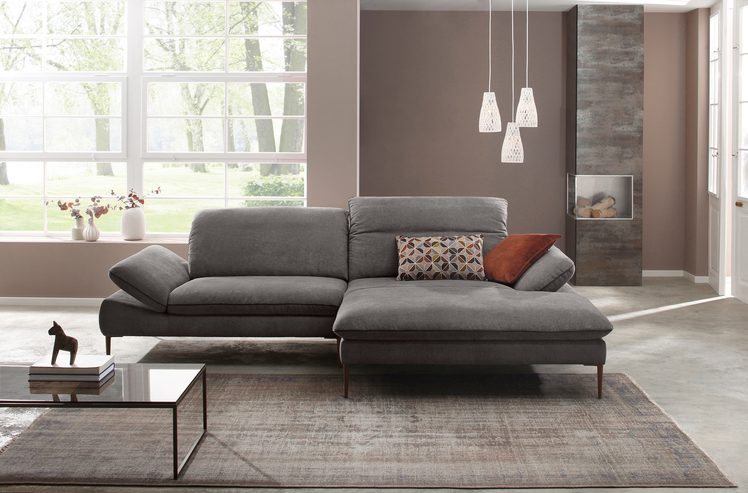 W.SCHILLIG Ecksofa »enjoy&MORE, Designsofa, elegant und bequem, L-Form«, Sitztiefenverstellung, Füße bronze pulverbeschichtet, Breite 294 cm