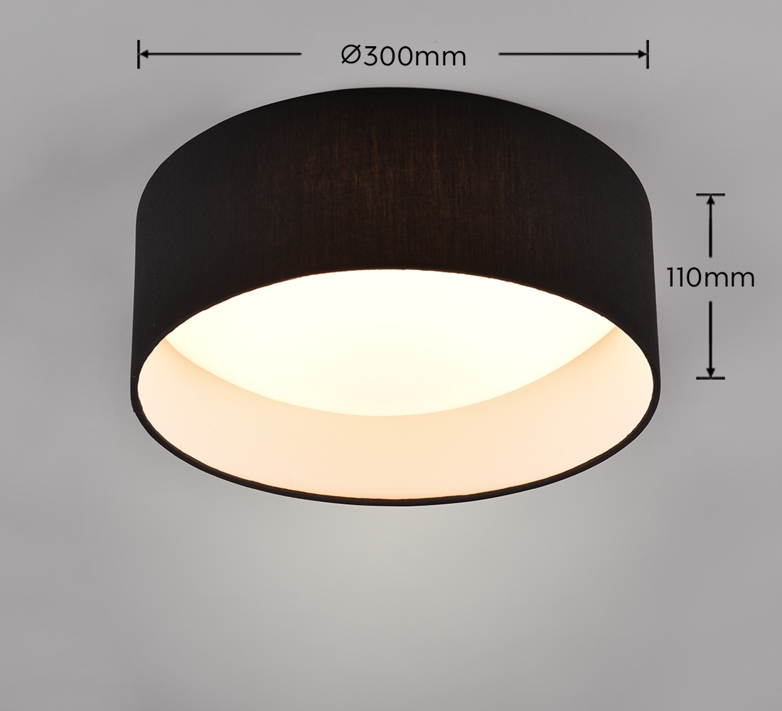 REALITY Leuchten LED Deckenleuchte »LOCARNO, runde LED Deckenlampe mit Stoffschirm, Ø 30 cm Höhe 11 cm« LED-Board 1 Stk. Warmweiß 12W LED warmweiß 3000 K, 1160 Lumen, Wohnzimmer Schlafzimmer Licht