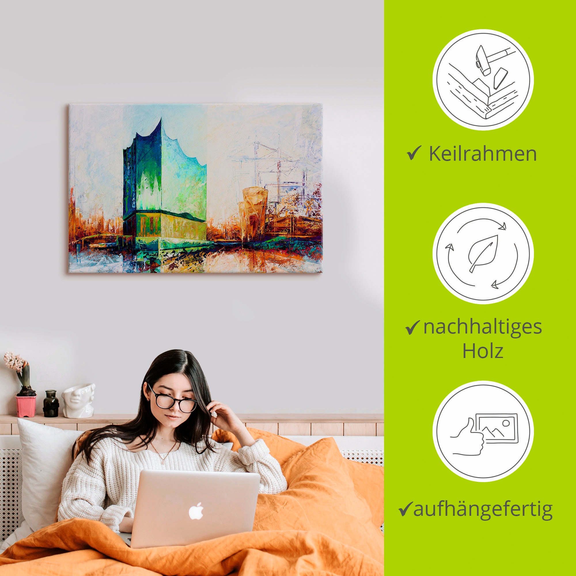 Artland Leinwandbild »Elbharmonie Hamburg« Deutschland 1 Stk. tlg. auf Holzrahmen gespannt