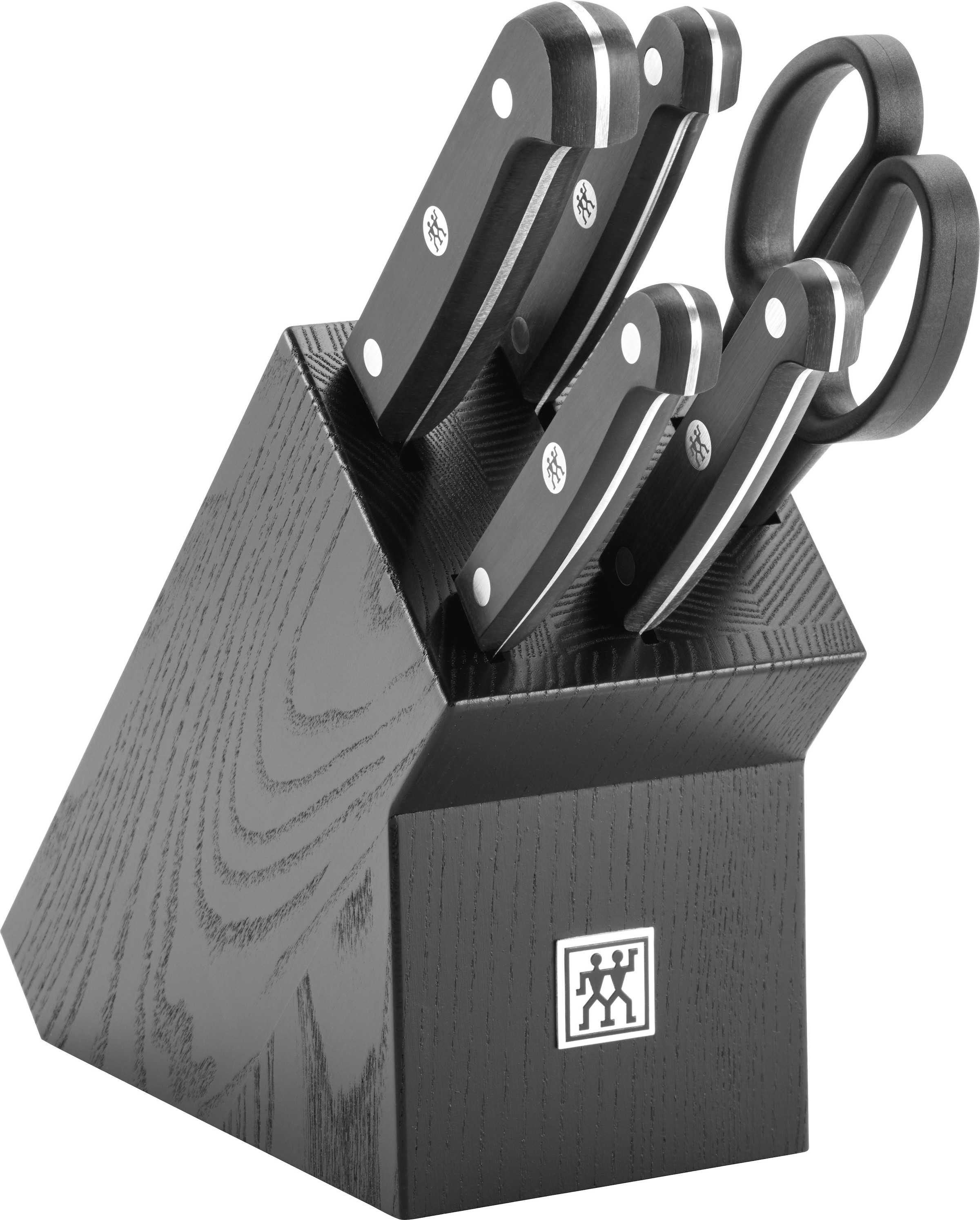 Zwilling Messerblock "Gourmet" 6 Stk. Messerblock mit 4 Messern + 1 Schere, Buche, Sonderschmelze, Schwarz