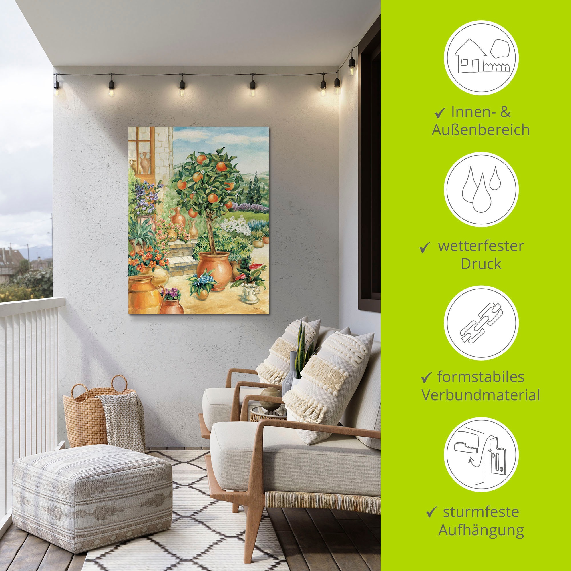 Artland Wandbild »Orangenbaum im Garten« Garten 1 Stk. tlg. als Alubild, Leinwandbild in verschied. Größen