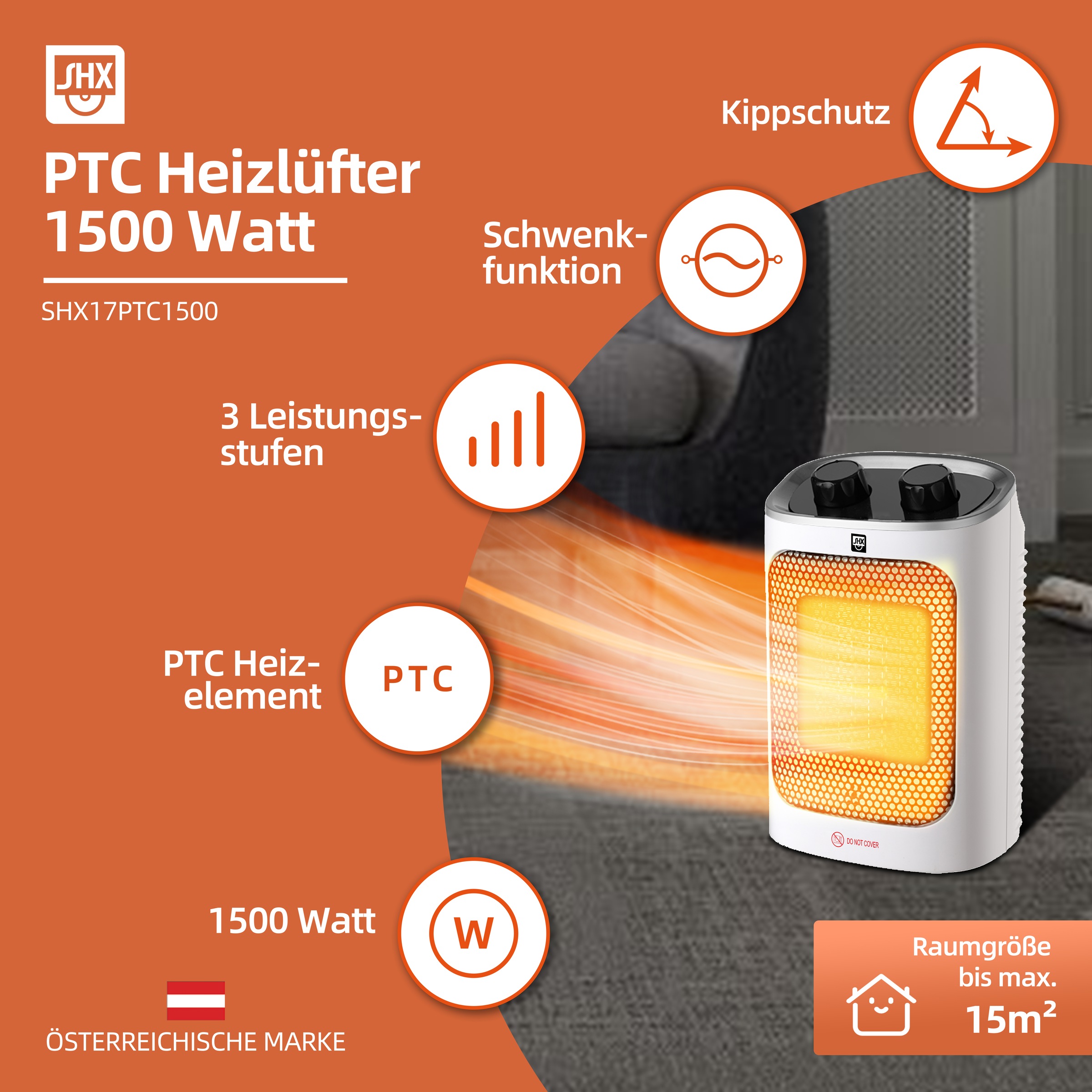 SHX Heizlüfter »SHX17PTC1500«, 1500 W, PTC-Keramik, 1500W