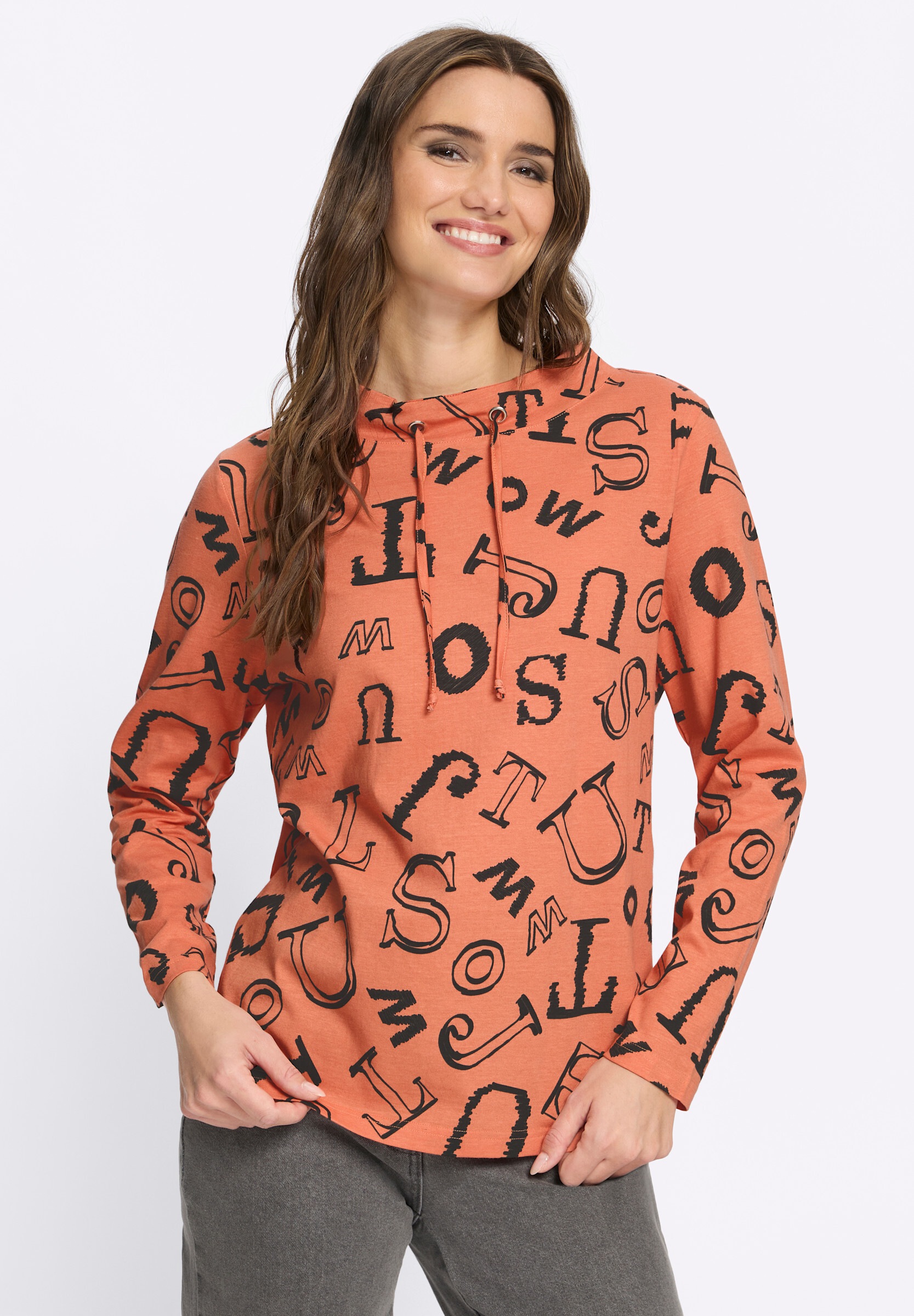 Sieh an! T-Shirt »Stehkragen-Shirt Stehkragenshirt mit Lettering-Print«