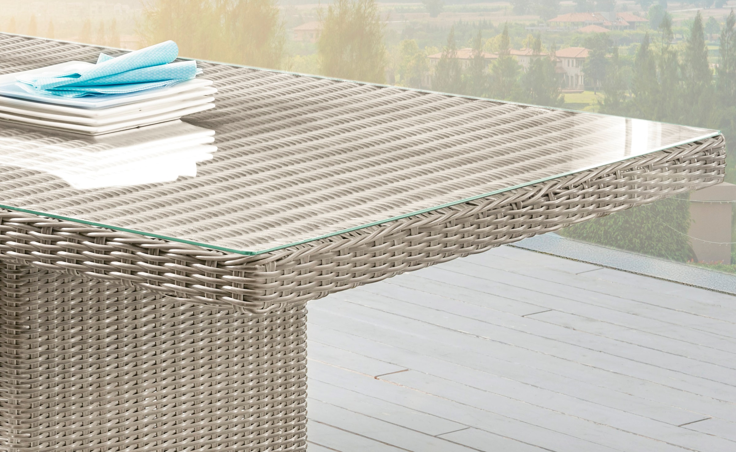 Destiny Gartentisch »LUNA«, (165x75x90cm), Aluminium, Polyrattan