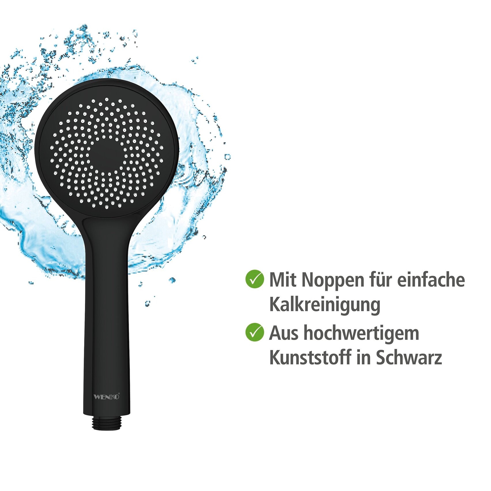 WENKO Handbrause »Watersaving« Schwarz matt, Ø 9,5 cm