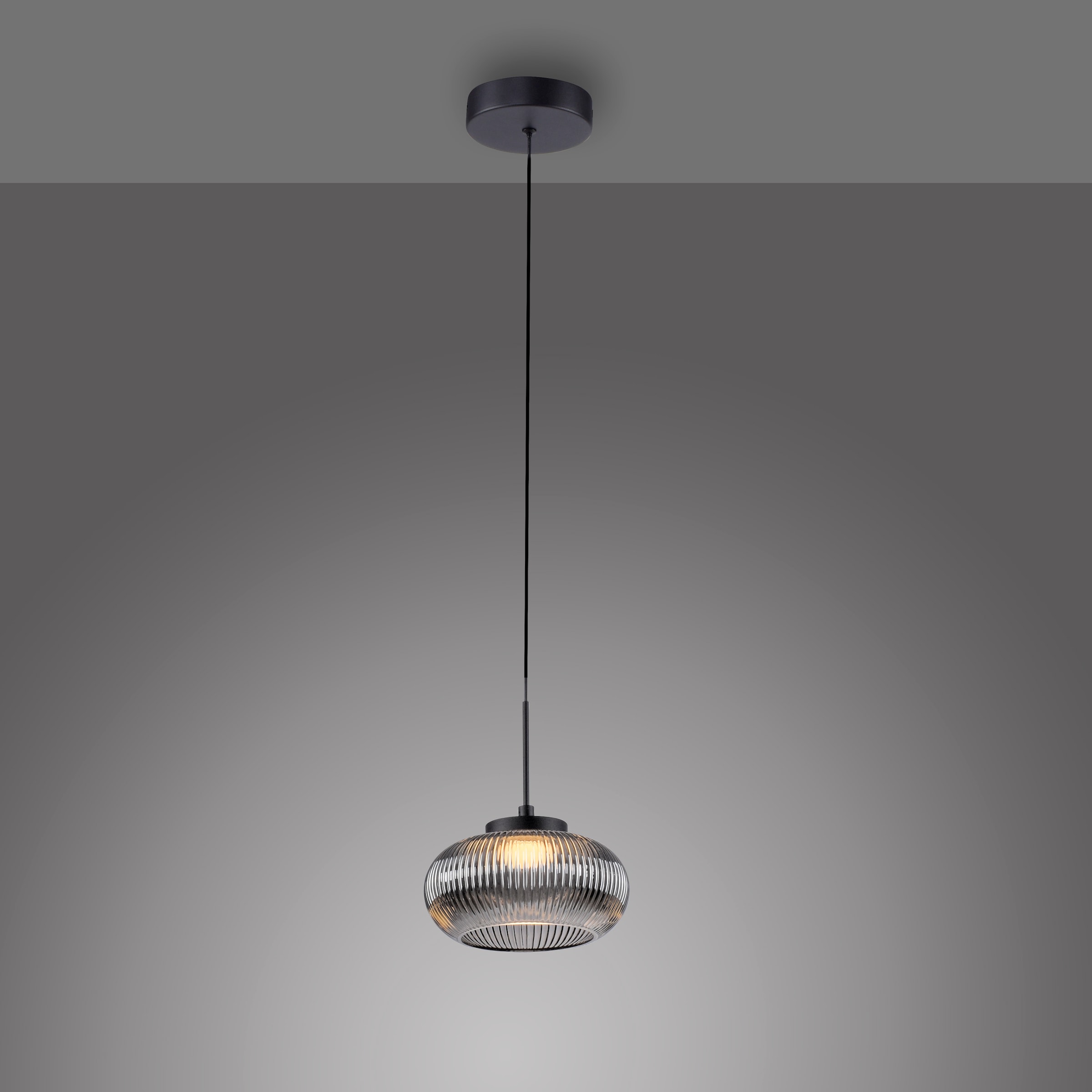 JUST LIGHT LED Pendelleuchte »NOCTIS« LED-Board 1 Stk. Warmweiß Höhenverstellbar, 3000K, Memoryfunktion, Rauchglas geriffelt