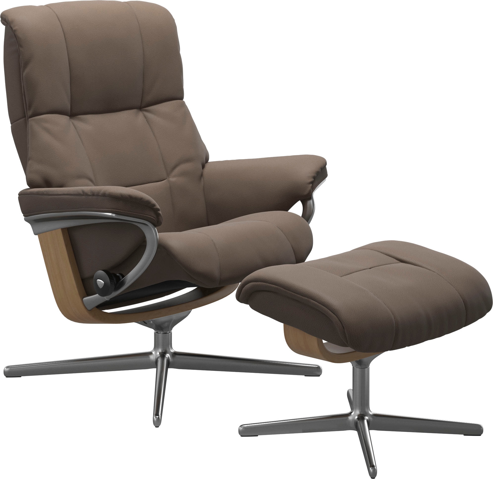 Stressless® Relaxsessel »Mayfair«, (Set, Relaxsessel mit Hocker), mit Hocker, mit Cross Base, Größe S, M & L, Holzakzent Eiche