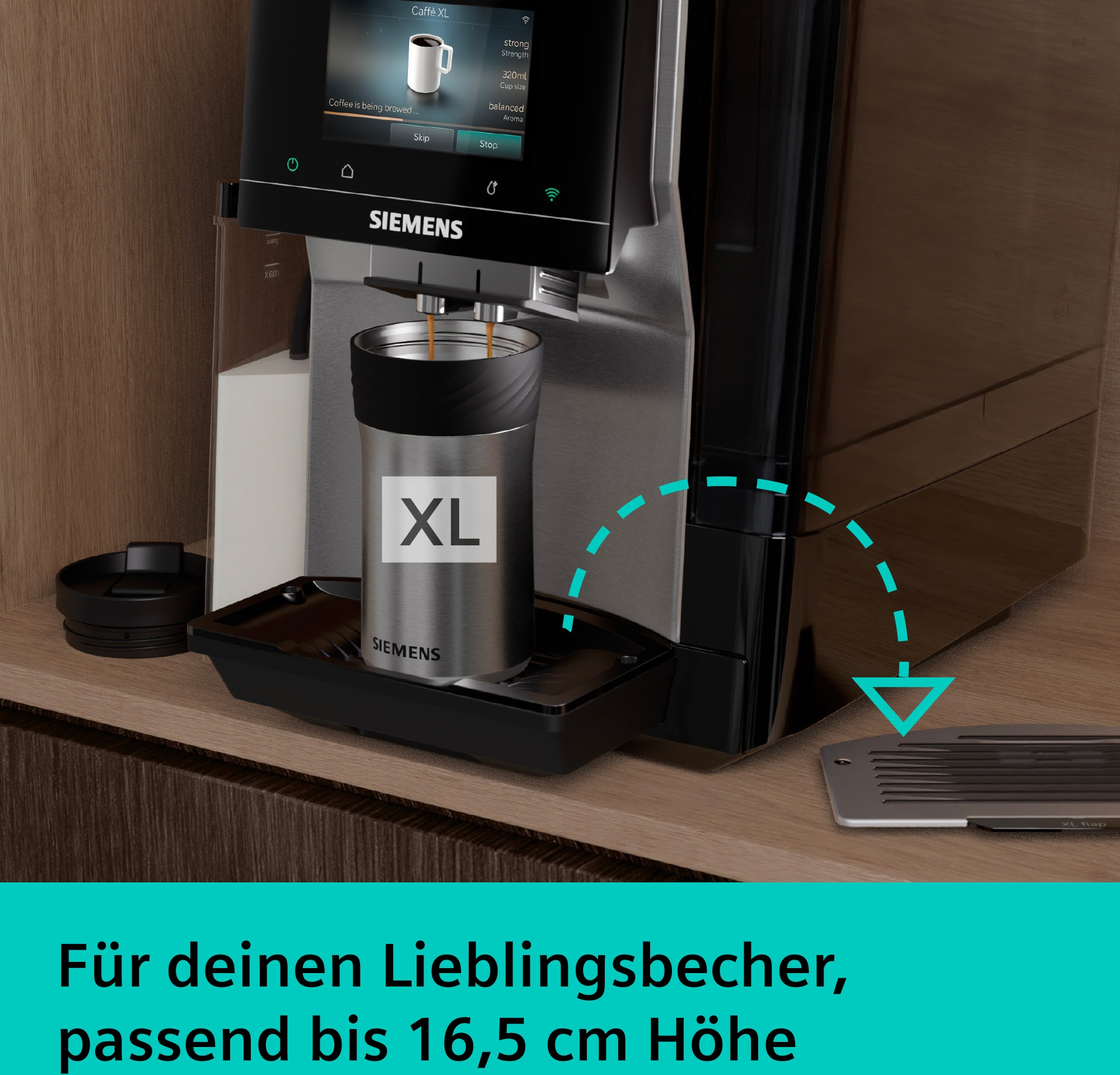 SIEMENS Kaffeevollautomat »TQ727D03« farbiges Full-Touch-Display, Doppeltassenfunktion, sehr leise, schwarz