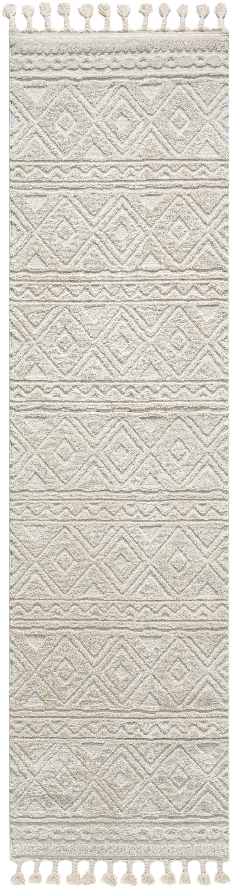 OTTO home Läufer »Bonvo 80x300 cm« rechteckig 19 mm Höhe mit Fransen, Hoch-Tief-Struktur, Wohnzimmer, Schlafzimmer