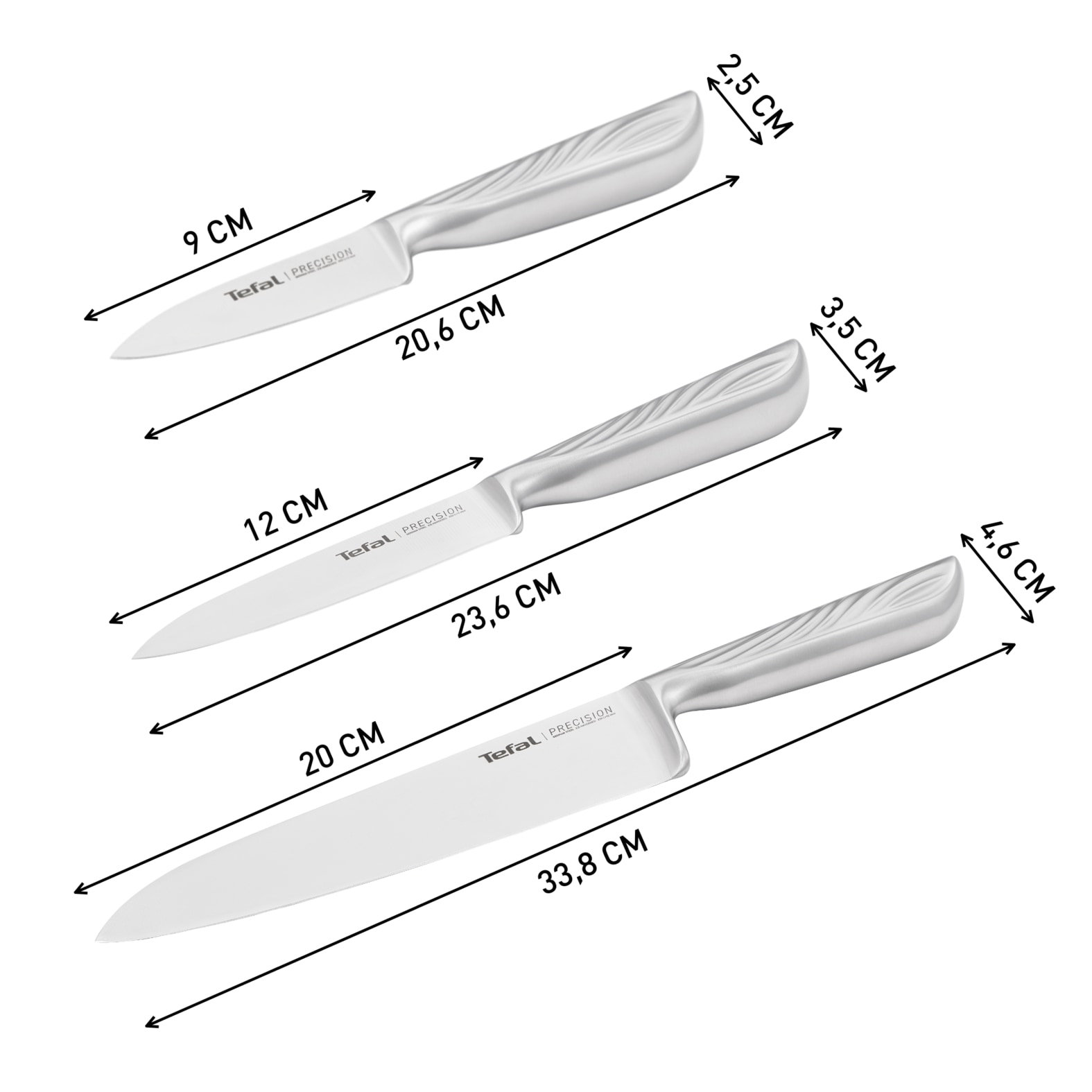 Tefal Messer-Set »Precision für perfekte Schnitte bei jeder Zutat« hohe Schnittpräzision, langlebig, ergonomischer Griff, Wellenmuster