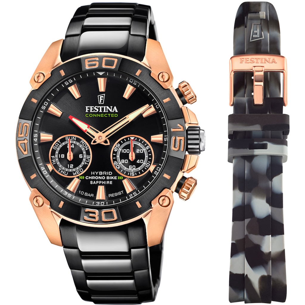 Festina Chronograph »Chrono Bike 2021 - Special Edition Connected, F20548/1«, (Set, 2 tlg., mit Wechselband)
