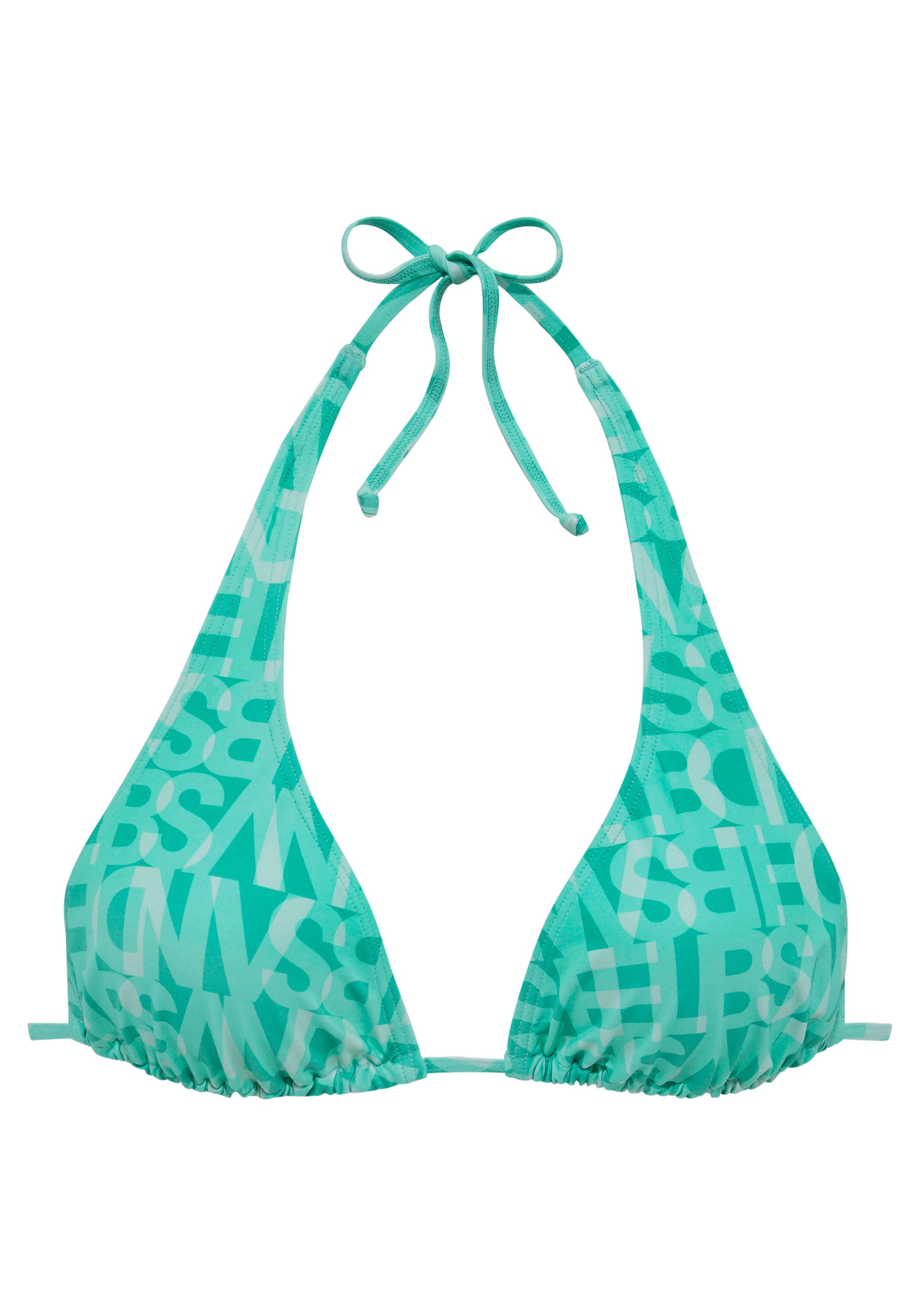 Elbsand, Damen, Triangel-Bikini-Top »Letra« mit tollem Wording, mint, Cup C/D, 38 - Cup C/D, mint, Modischer Allover-Print