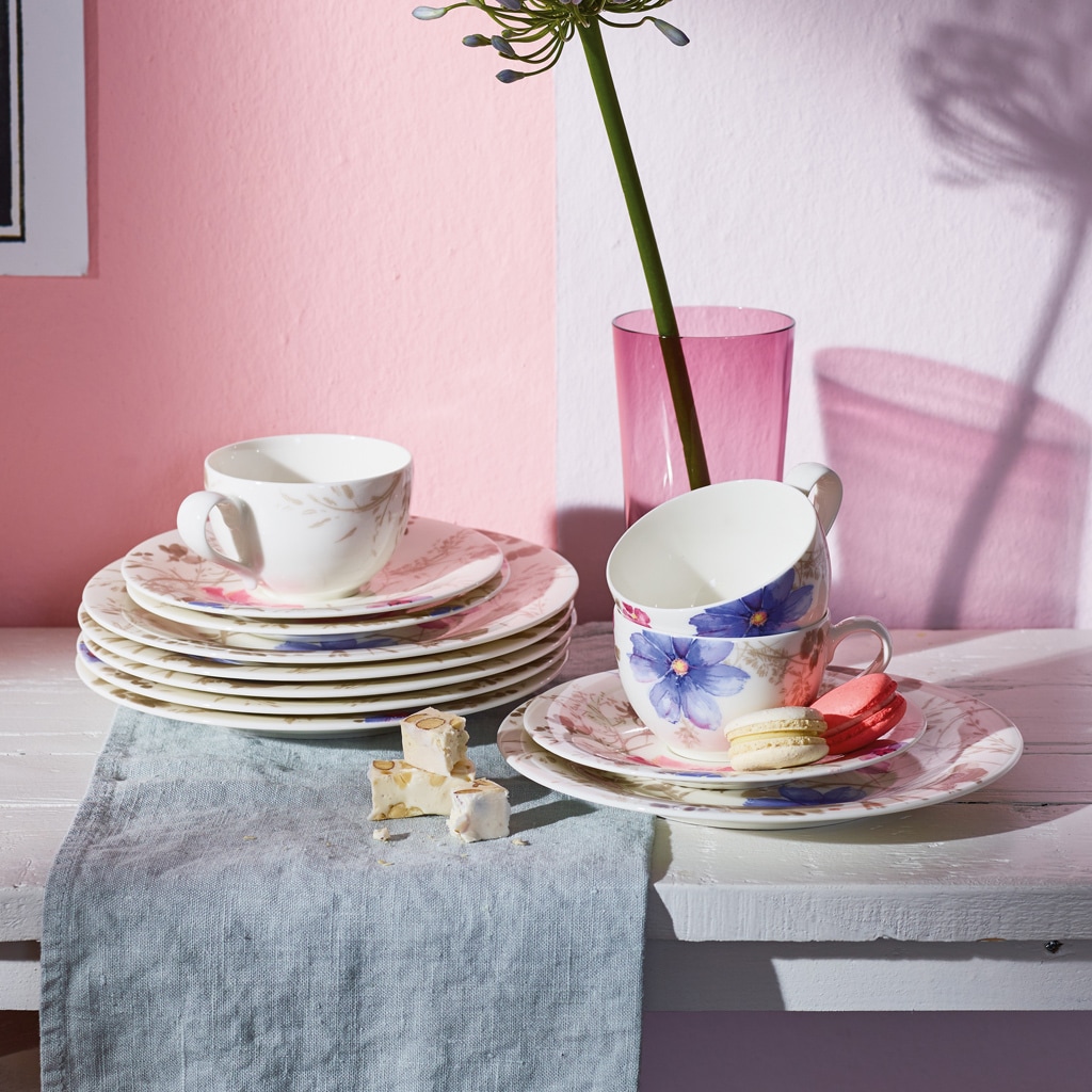 Villeroy & Boch Tasse »Teetasse mit Untertasse Mariefleur Gris Basic 150 ml bunt«