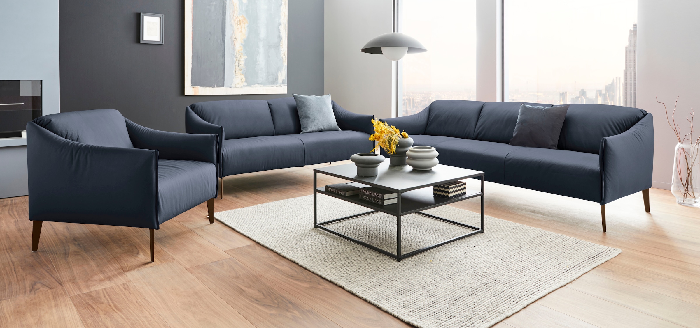 W.SCHILLIG 2,5-Sitzer »sally Designsofa, Loungesofa, bequem, schmale Armlehnen, Breite 194cm« mit Metall-Winkelfüßen in Bronze pulverbeschichtet, Breite 194 cm