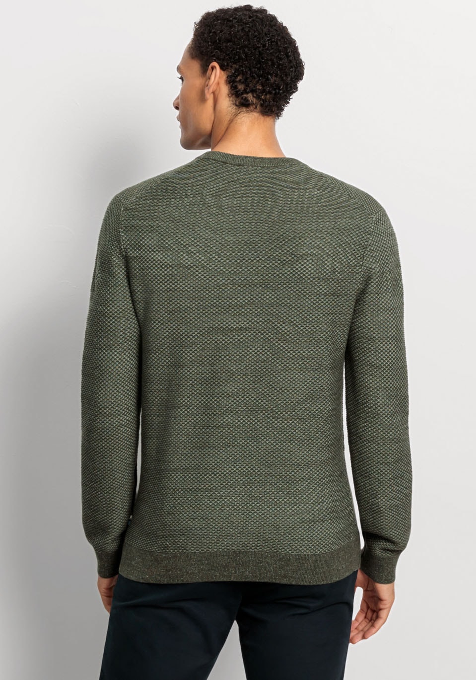OLYMP Rundhalspullover »OLYMP Strick Casual«, mit effektvoller Strickstruktur in leichter Two-Tone-Optik