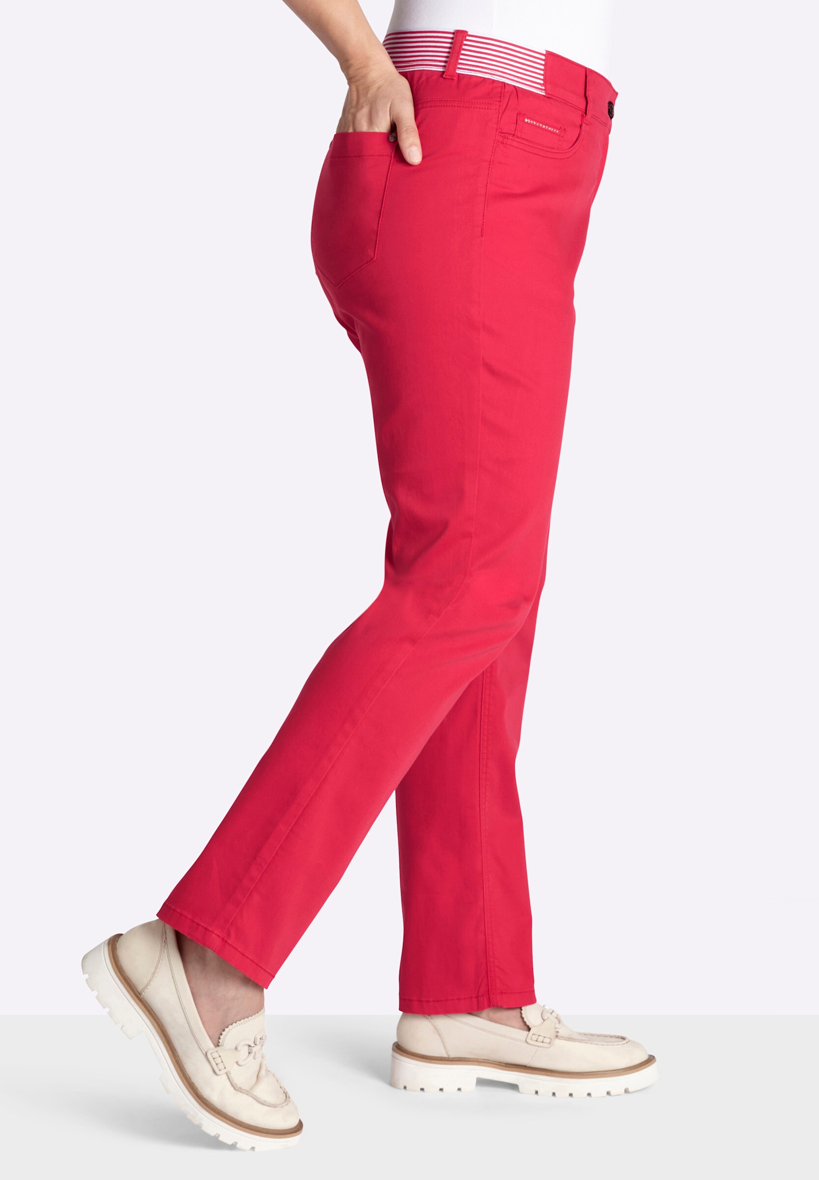 Sheego 5-Pocket-Hose »Hose lang 5-Pocket-Hose mit gestreiften Dehnbund-Einsätzen«