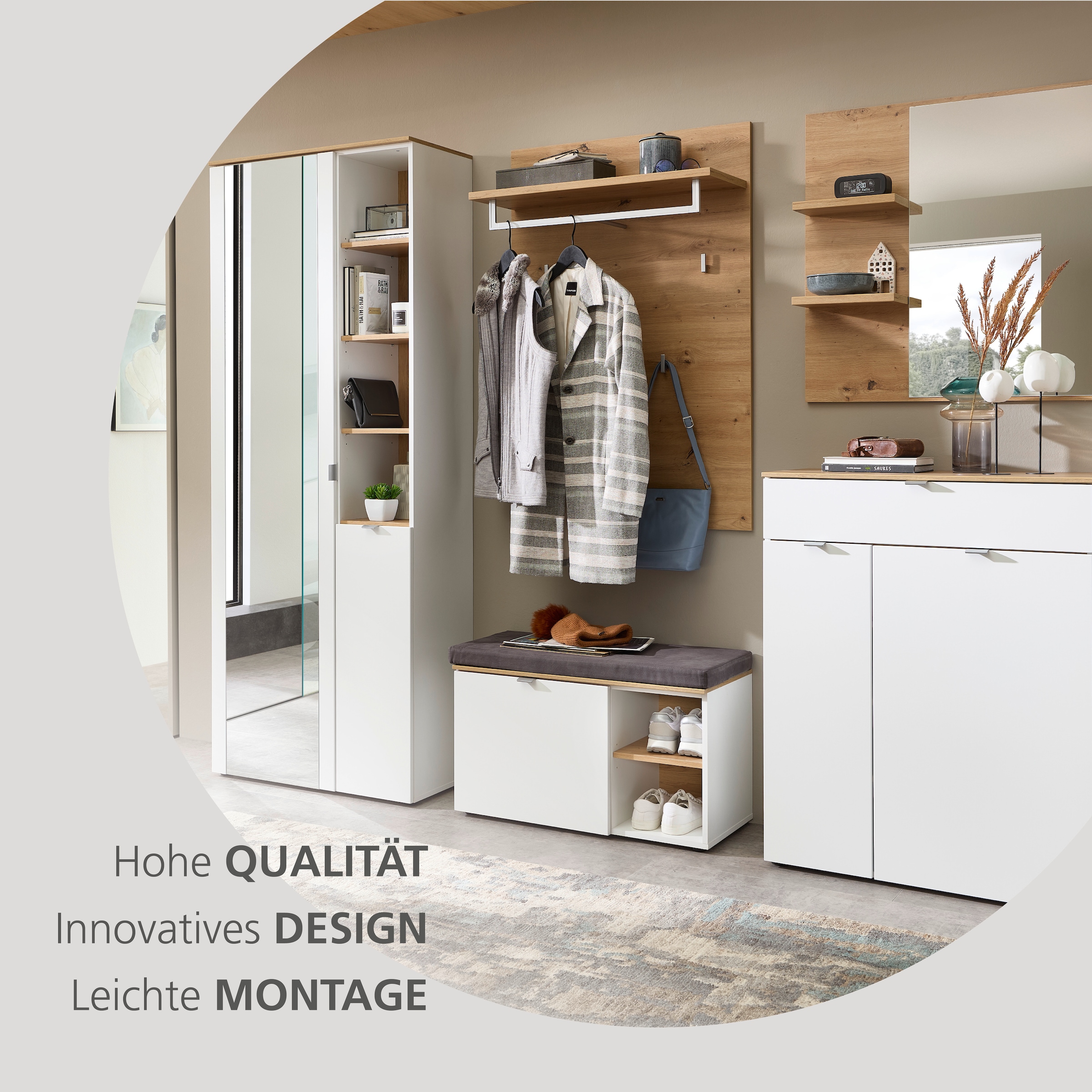 Innostyle Garderobenspiegel »BARI Wandspiegel« Spiegelfläche 78 x 80 cm, 2 Ablageböden