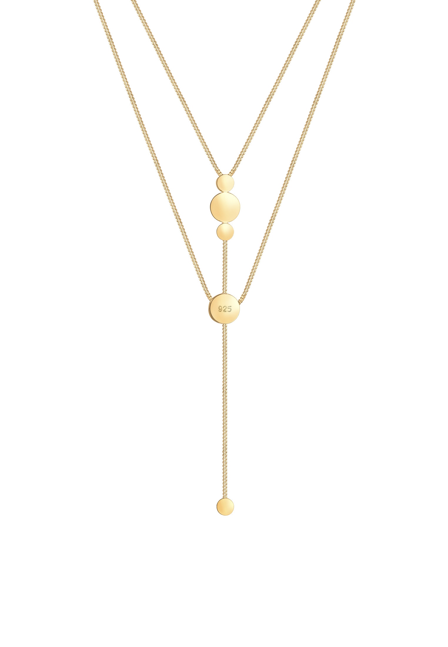 Elli Silberkette »Halskette Y-Kette Boho Layer Mondstein Weiß 925 Sterling Silber vergoldet«