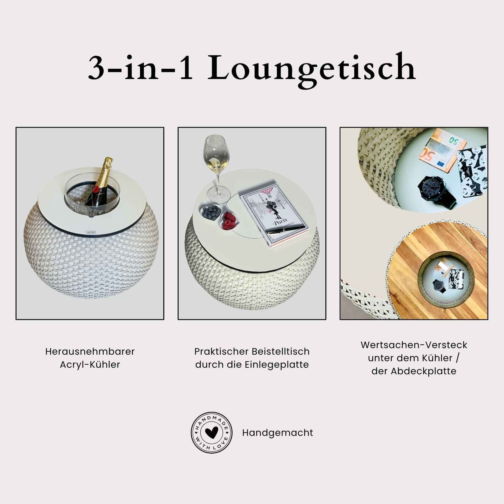 COOTAB Cooler Table Beistelltisch »Beistelltisch mit Acryl-Kühler Milano 40 cm«