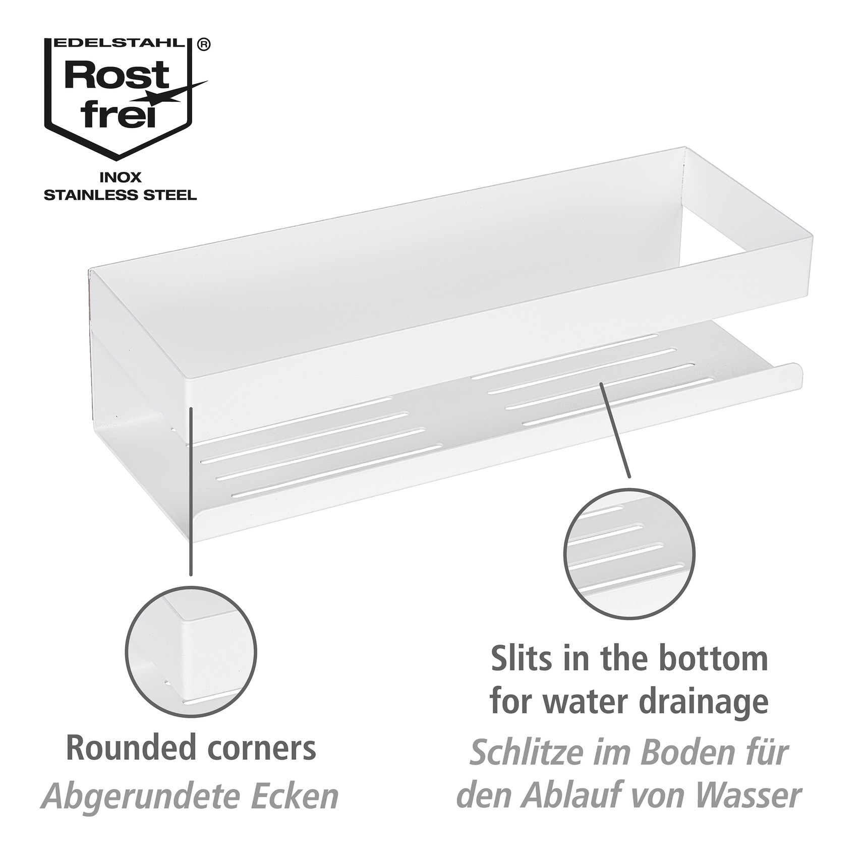 WENKO Badregal »Turbo-Loc® Genova« Wandregal aus hochwertigem Edelstahl, Befestigen ohne Bohren