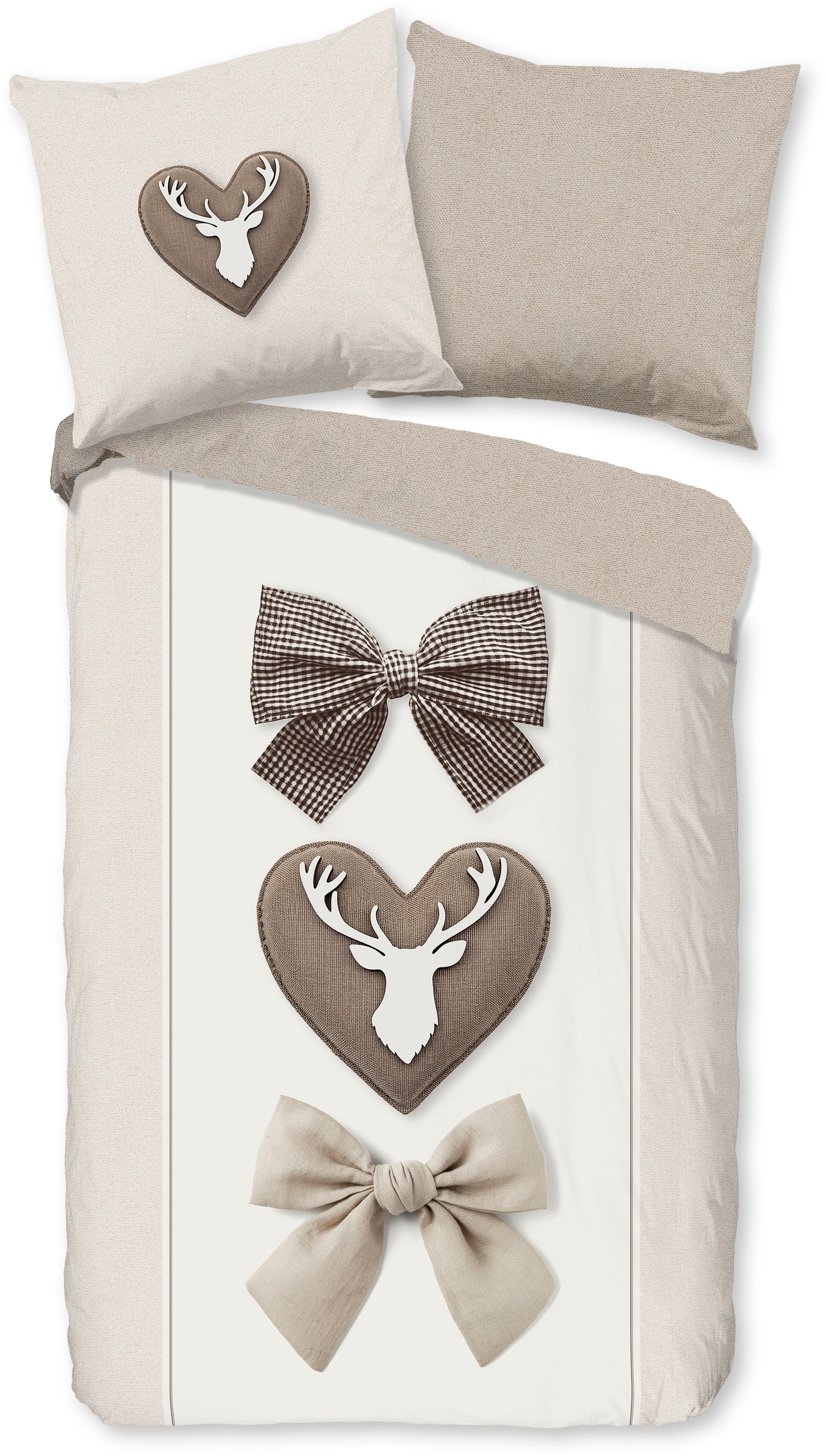 good morning Wendebettwäsche »Siff« 2 Stk. tlg. Flanell, Biber, Winter, Warm, Reißverschluss, Wende, ländlicher Stil