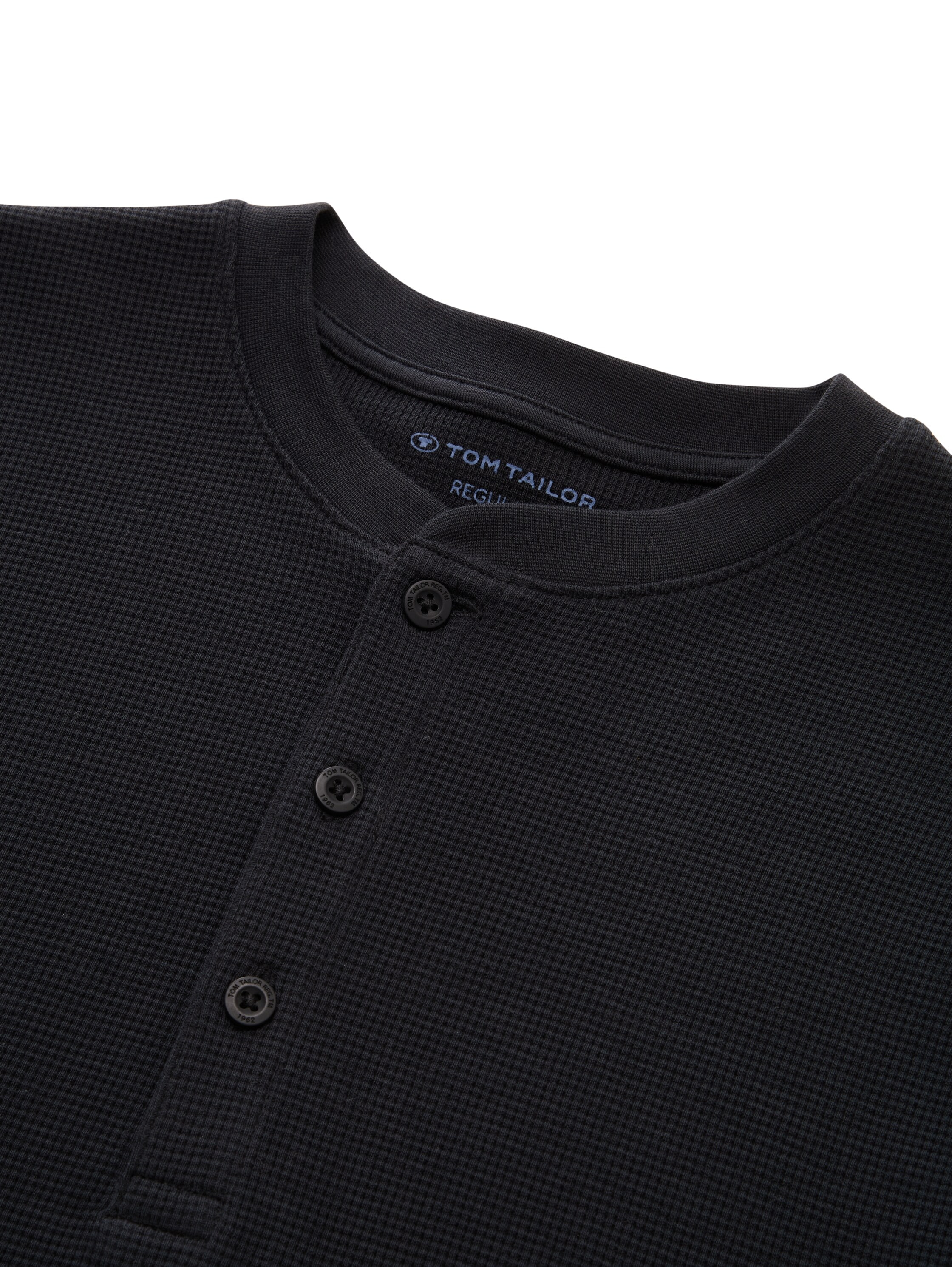 TOM TAILOR Langarmshirt mit Rundhals und kurzer Knopfleiste