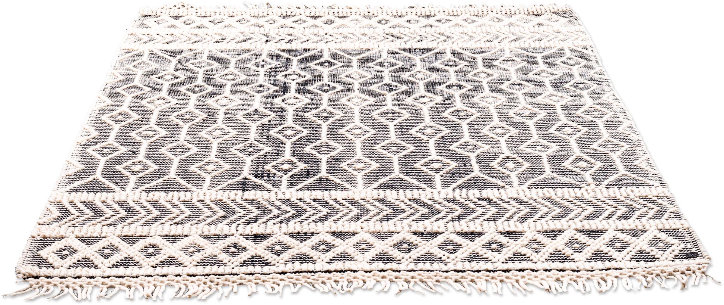 TOM TAILOR HOME Teppich »Colored Macrame« rechteckig 10 mm Höhe Handweb Teppich, reine Wolle, handgewebt, mit Fransen, Scandi Design