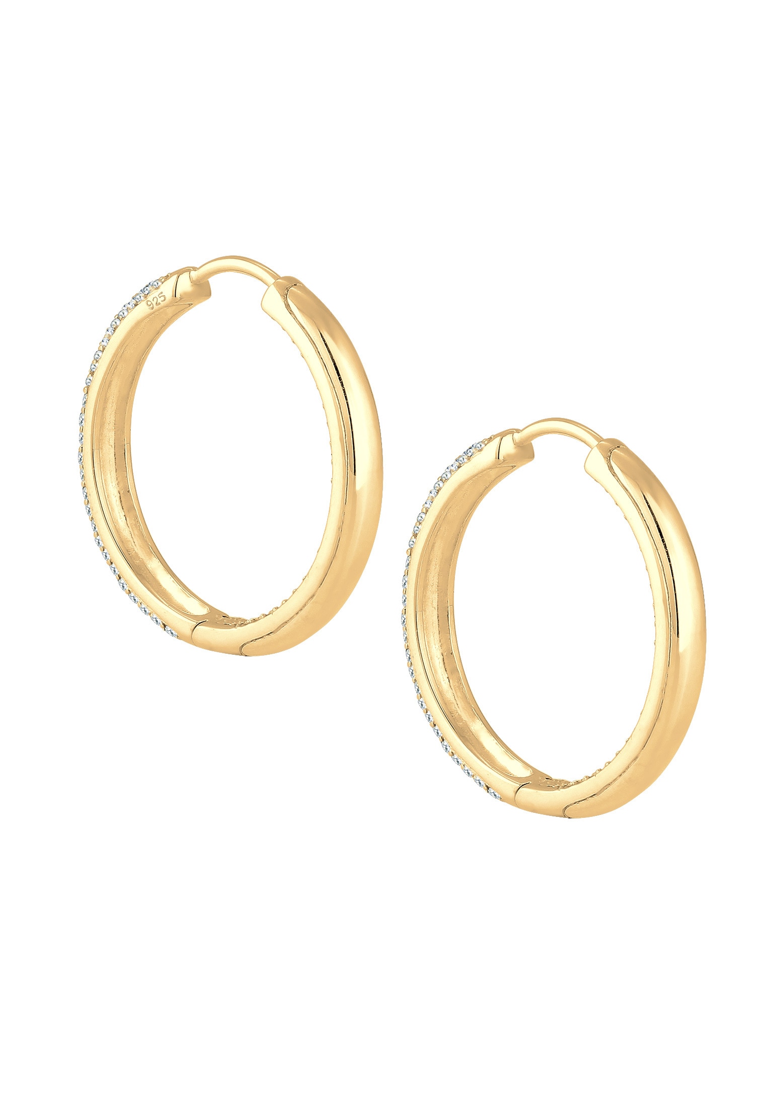 Elli Premium Paar Creolen »Ohrringe Creolen mit Glas Kristalle 925 Sterling Silber«