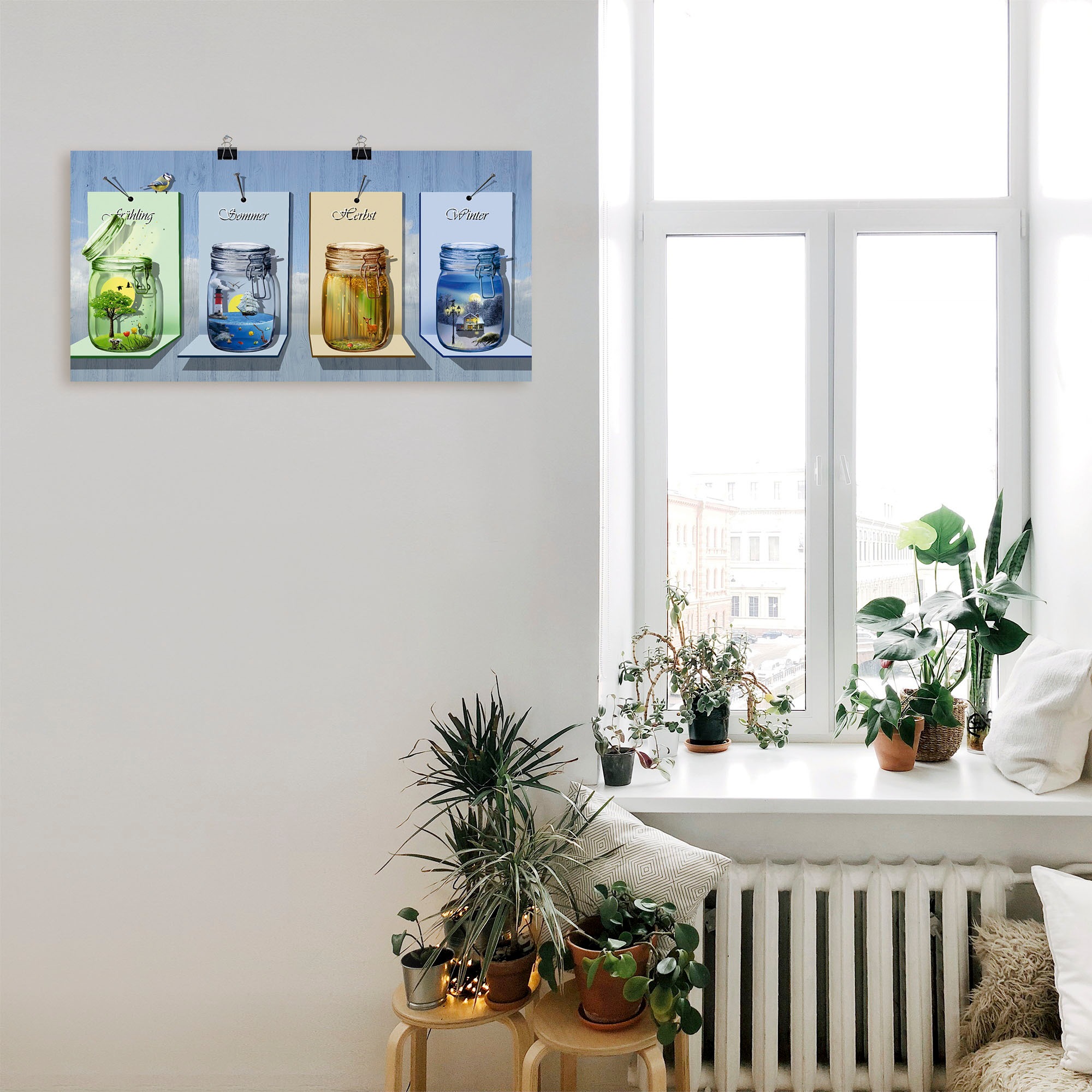 Artland Wandbild »Jahreszeiten in Gläsern« Vier Jahreszeiten 1 Stk. tlg. als Leinwandbild, Poster in verschied. Größen