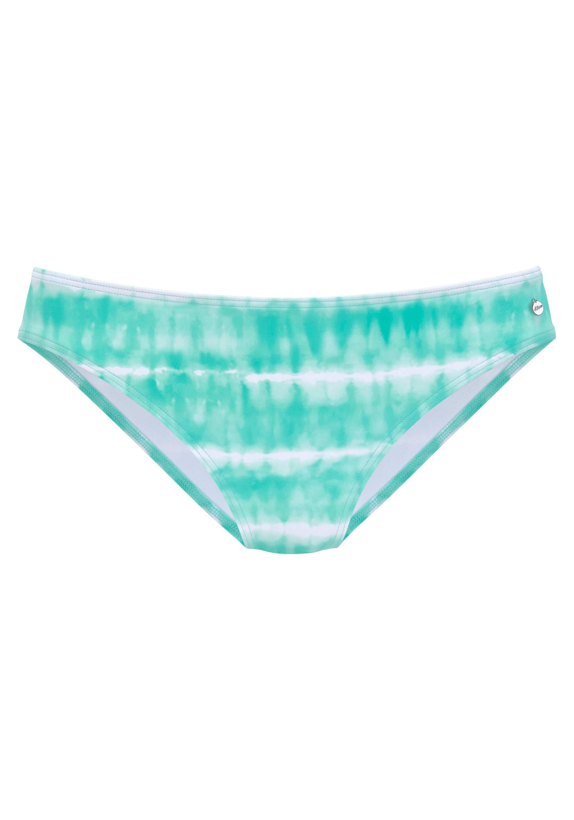 s.Oliver, Damen, Bikini-Hose »Enja« mit Batikdruck, türkis-weiß, N-Gr, 38 - N-Gr, türkis-weiß, Bedruckt – jedes Teil ein Unikat