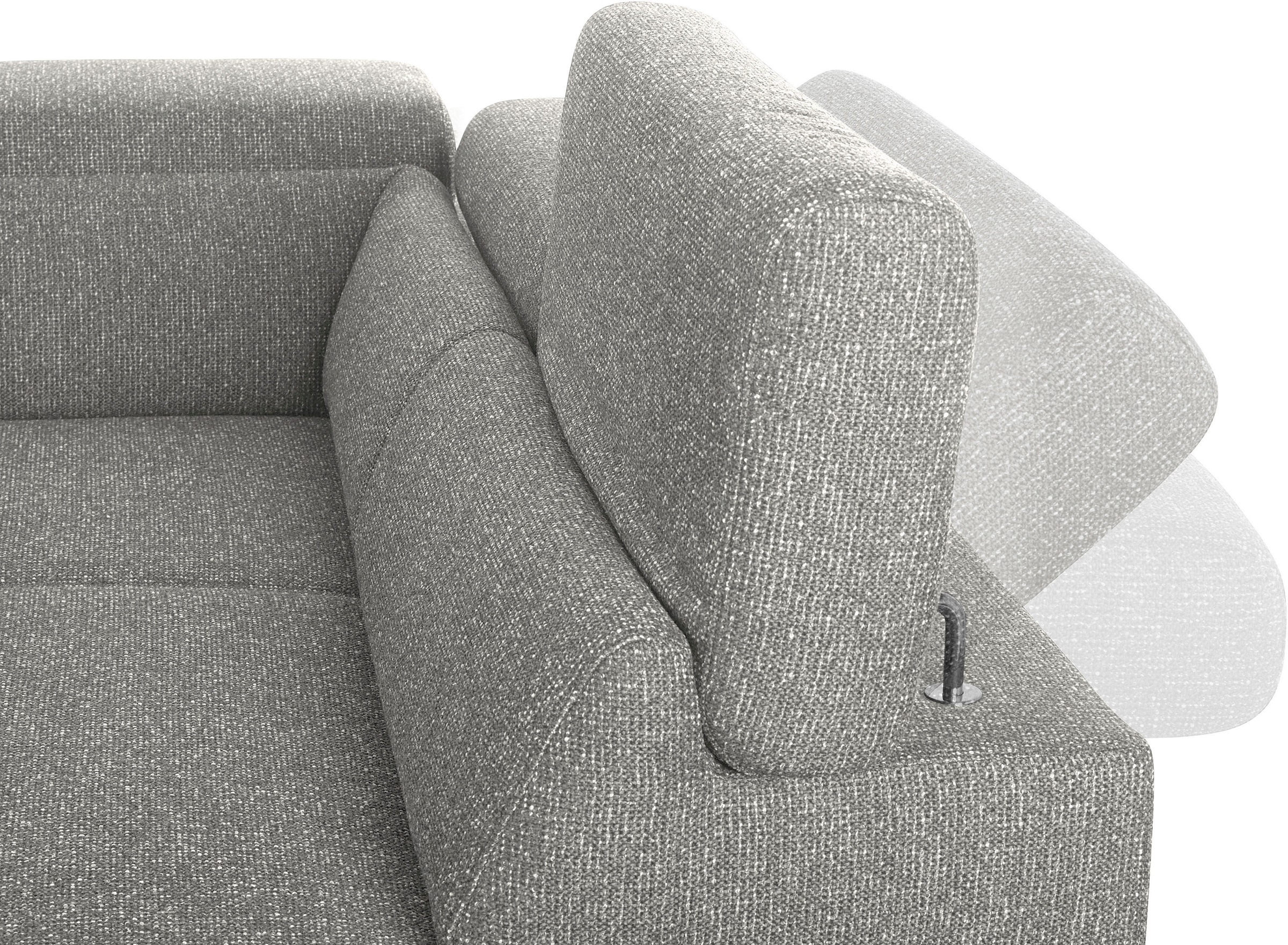 W.SCHILLIG Ecksofa »finn, Designsofa mit tollem Sitzkomfort, bequem, L-Form«, German Design Award 2016, Fußgestell Nussbaum natur, Breite 281 cm