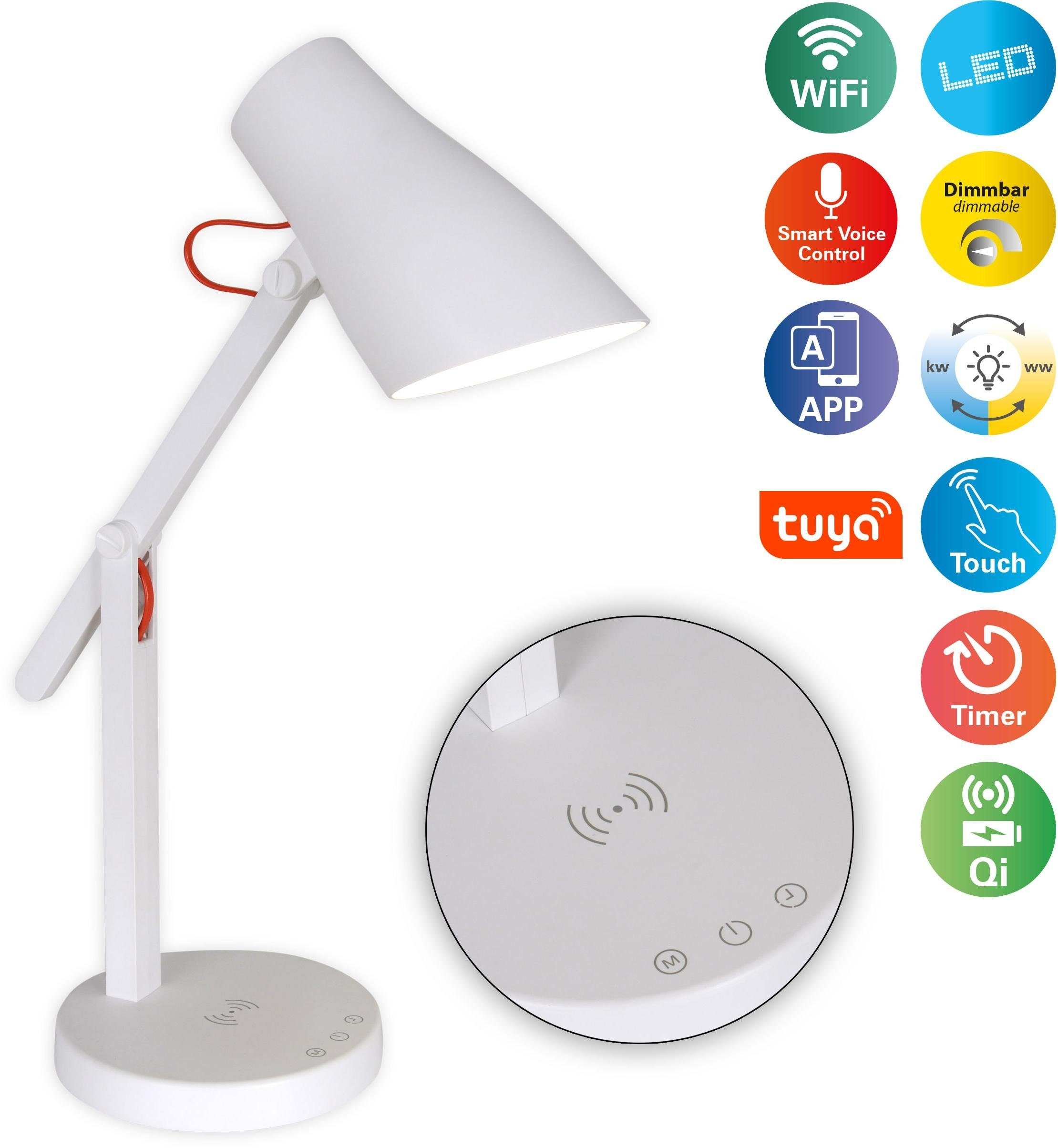 näve LED Tischleuchte 1 WiFi, dimmbar, online flammig-flammig, Ladestation, touch, | Timer, mit App, CCT, 3 Jahren Garantie kaufen Sprachsteuerung »Clever«, XXL