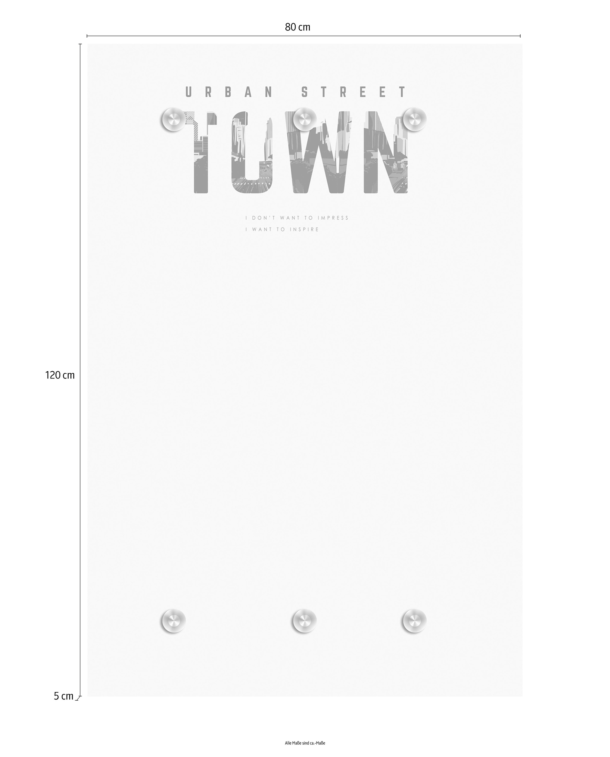 queence Garderobenleiste »URBAN STREET TOWN«, mit 6 Haken, 80 x 120 cm