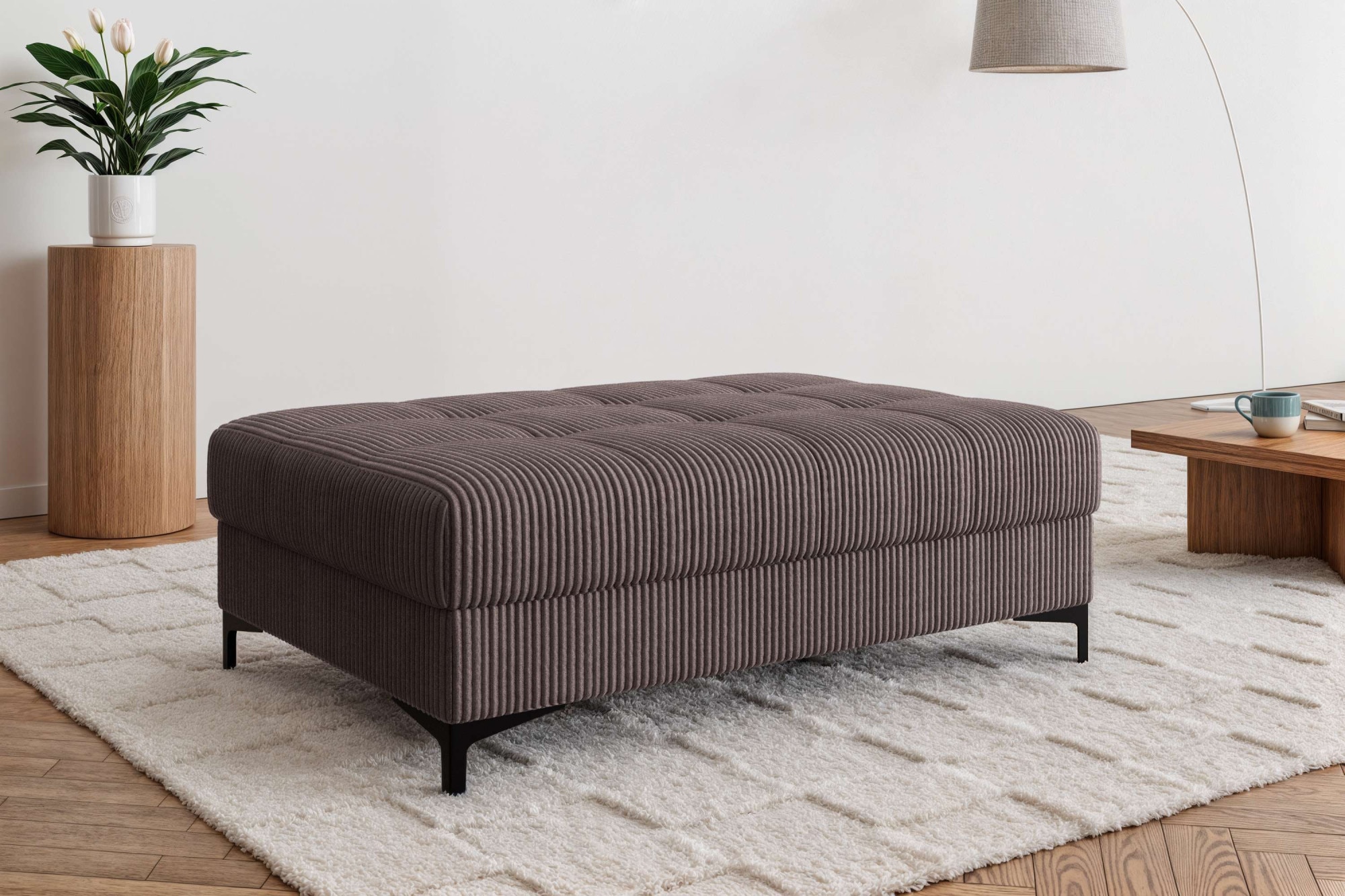 OTTO home Polsterhocker »LEEVKE Sitzhocker passend zum Sofa, Breite 115 cm« mit hochelastischer Schaum und Wellenunterfederung