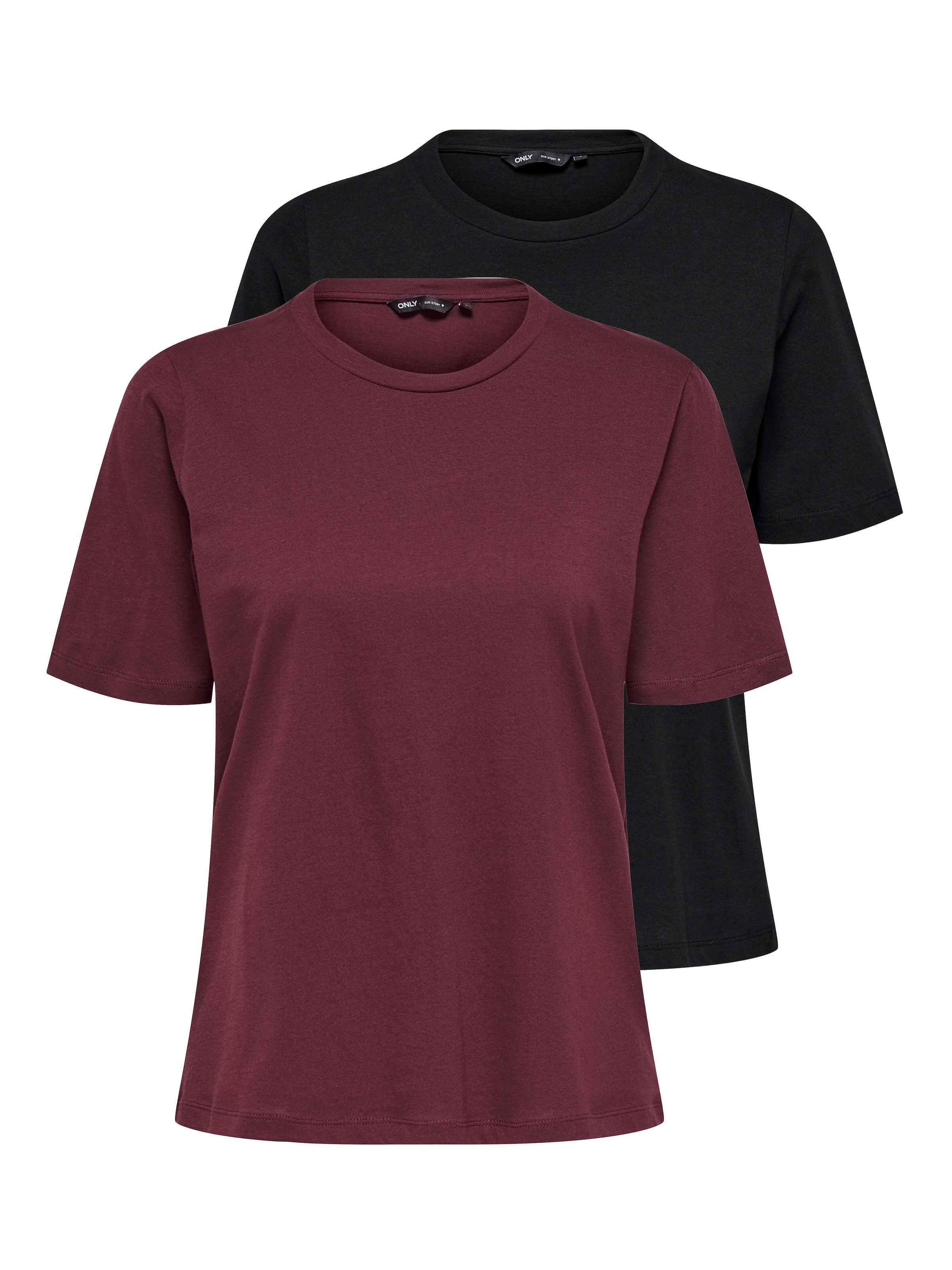ONLY Kurzarmshirt »ONLONLY – Doppelpack T-Shirts für Alltag und Freizeit«, (Packung, 2 tlg.), regular fit, Jersey, Baumwolle, Rundhals, unifarben