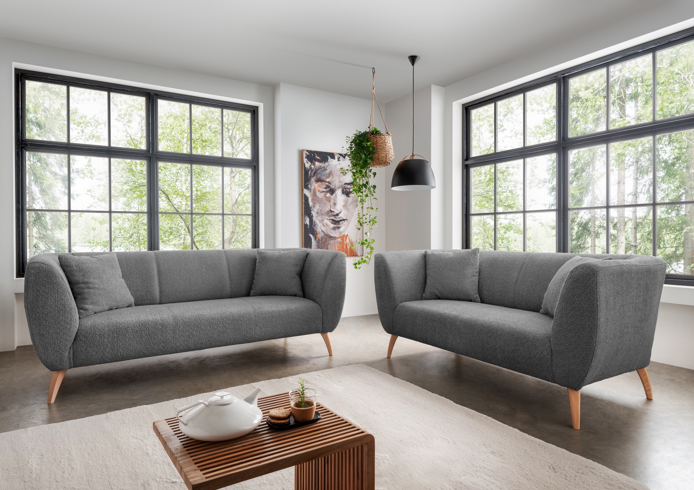 Home affaire Ecksofa »Lazio modern und bequem, schmale Armlehnen, tolle Detailverarbeitung« zwei verschiedene Fußfarben wählbar