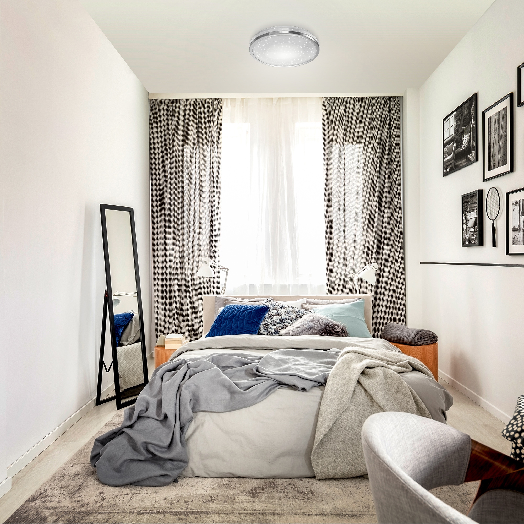 B.K.Licht LED Deckenleuchte, 1 flammig, Leuchtmittel LED-Modul | LED fest integriert, Deckenlampe mit Sternendekor, 10W LED 900lm, neutralweiß, chromfarben