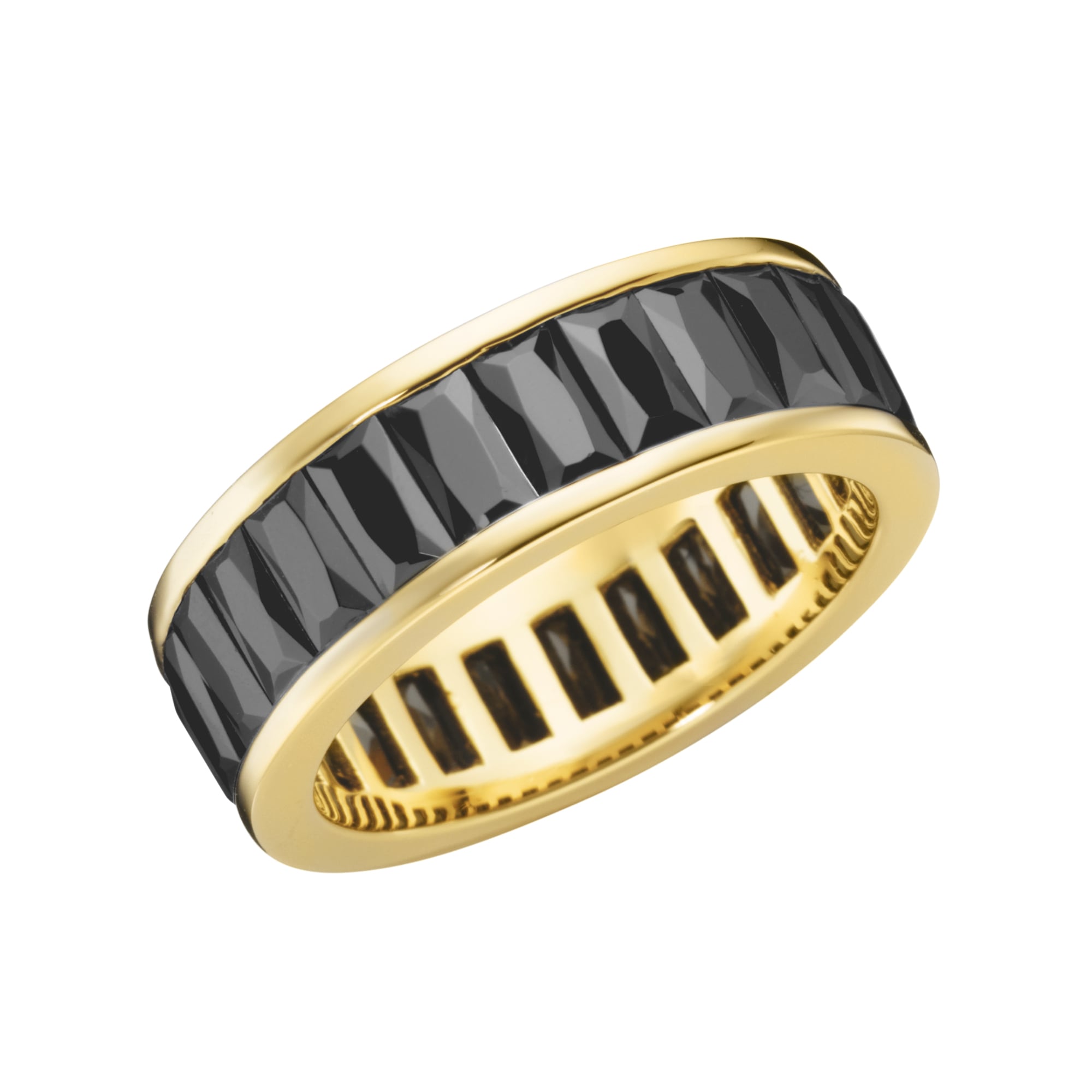 Silberring »Ring mit schwarzen Zirkonia, gelb vergoldet, Silber 925«
