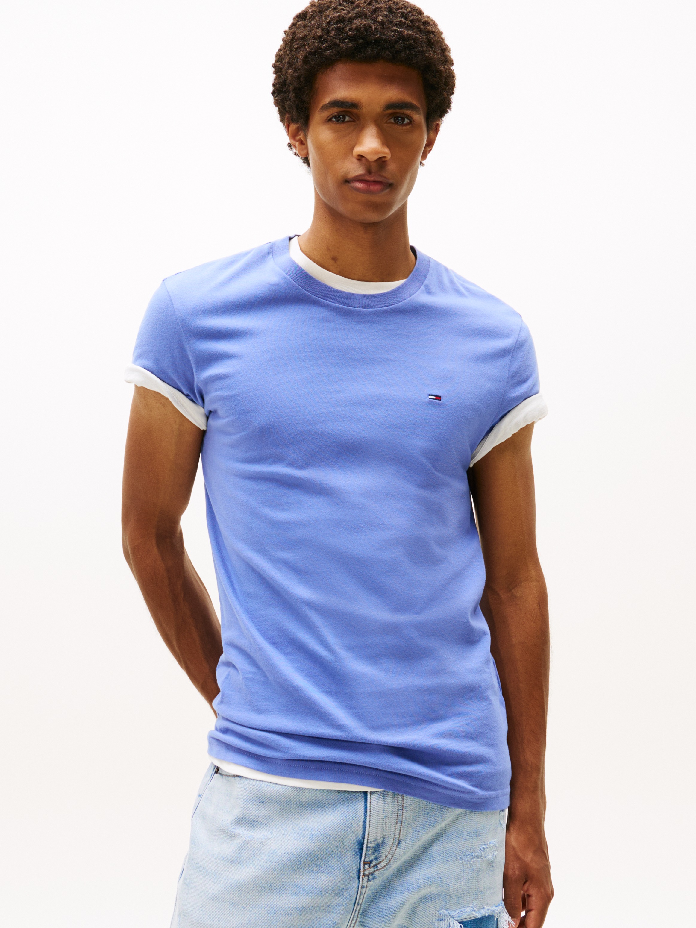 Tommy Jeans Rundhalsshirt »TJM XSLIM 2PACK JERSEY TEE EXT«, (Packung, 2er-Pack), Logostickerei, 2Pack