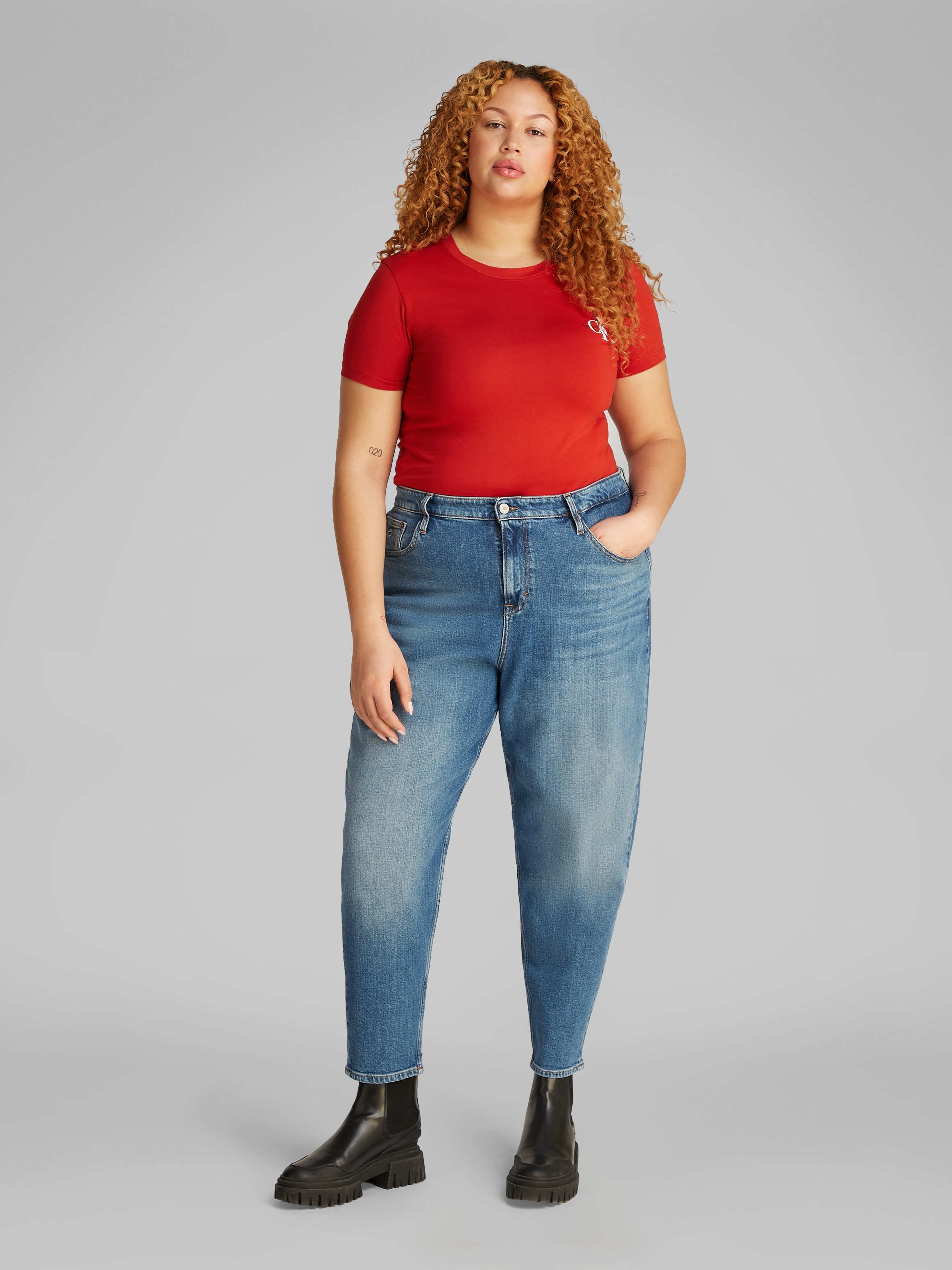 Calvin Klein Jeans Plus T-Shirt »PLUS 2-PACK MONOLOGO SLIM TEE«, (Packung, 2 tlg., 2er-Pack), in großen Größen